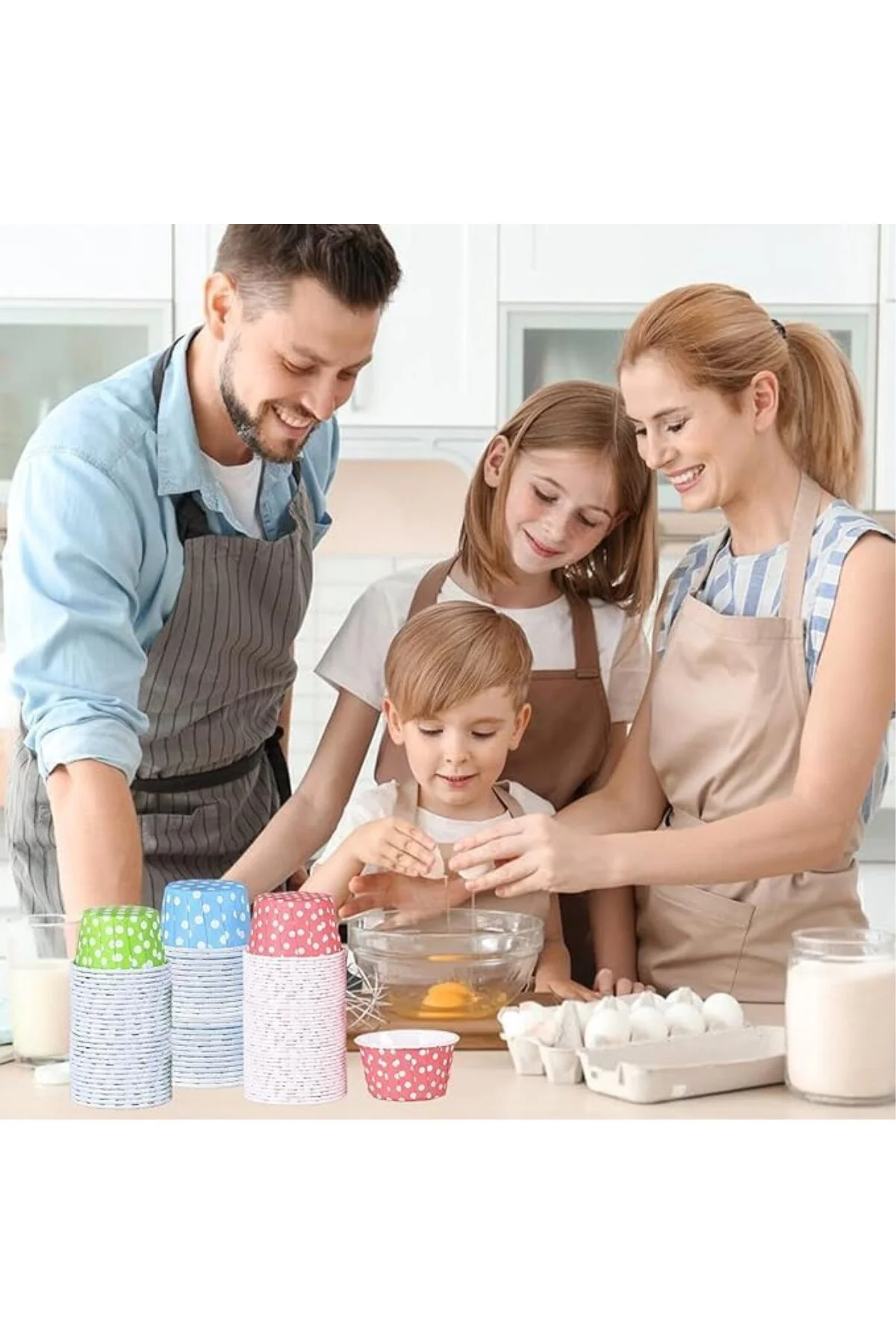 Muffin Kek Kapsülü Açık Mavi Puantiye Büyük Boy 50li