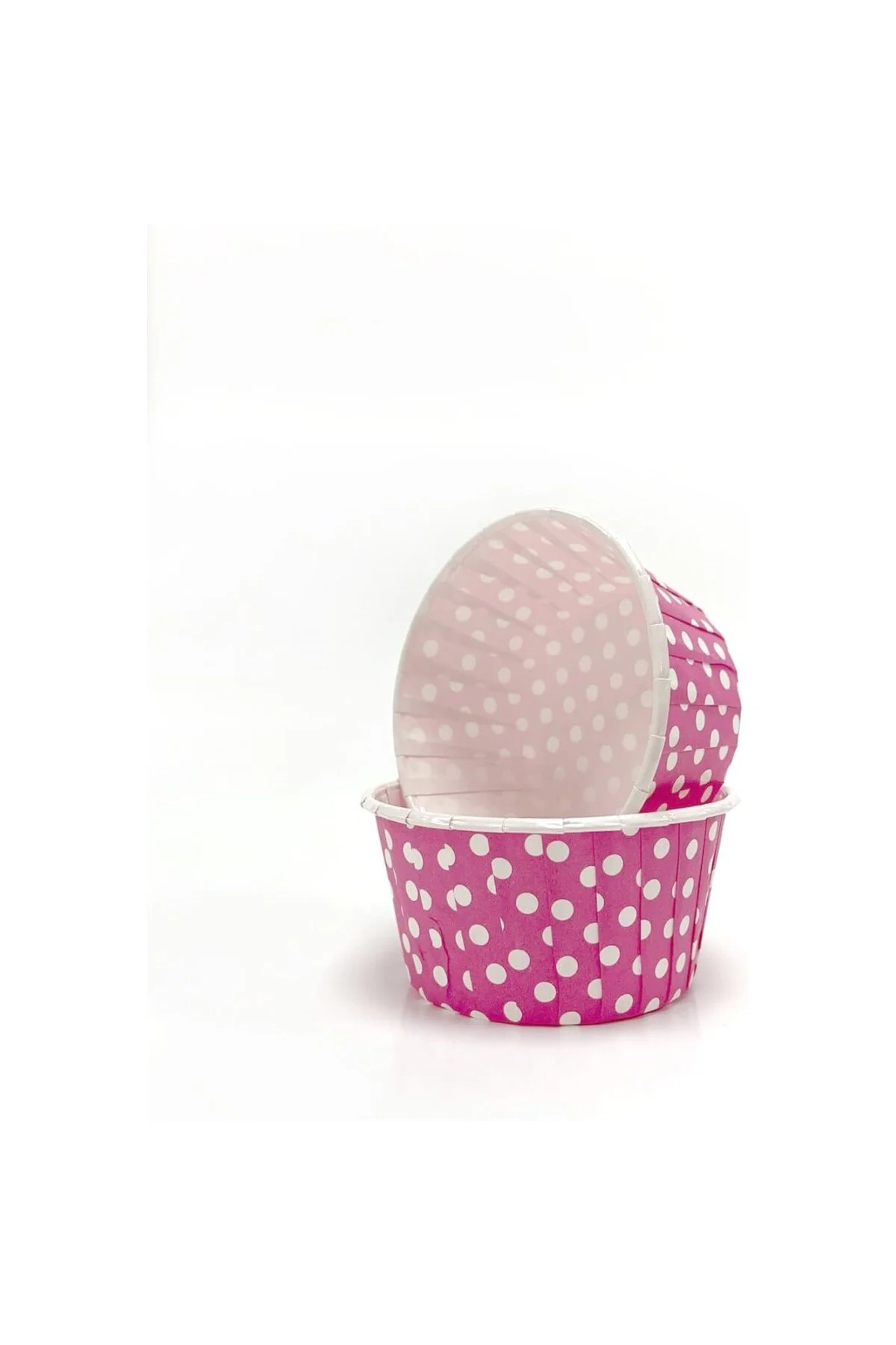 Muffin Kek Kapsülü Pembe Puantiye Büyük Boy 50li