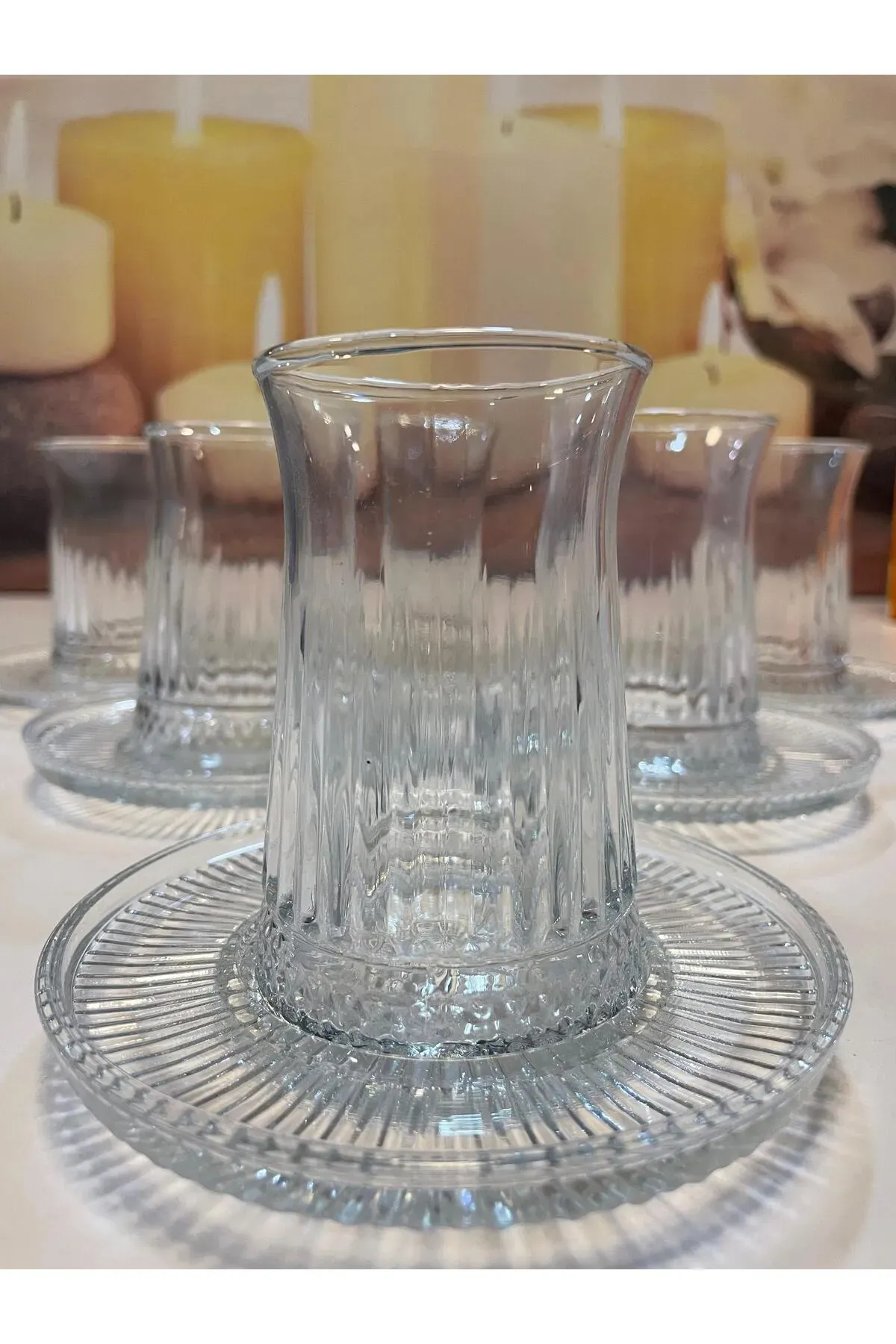 Just Cheap Store Müge 6'Li Cam Çay Tabaği Çay Tabak Altliği Tg-2023