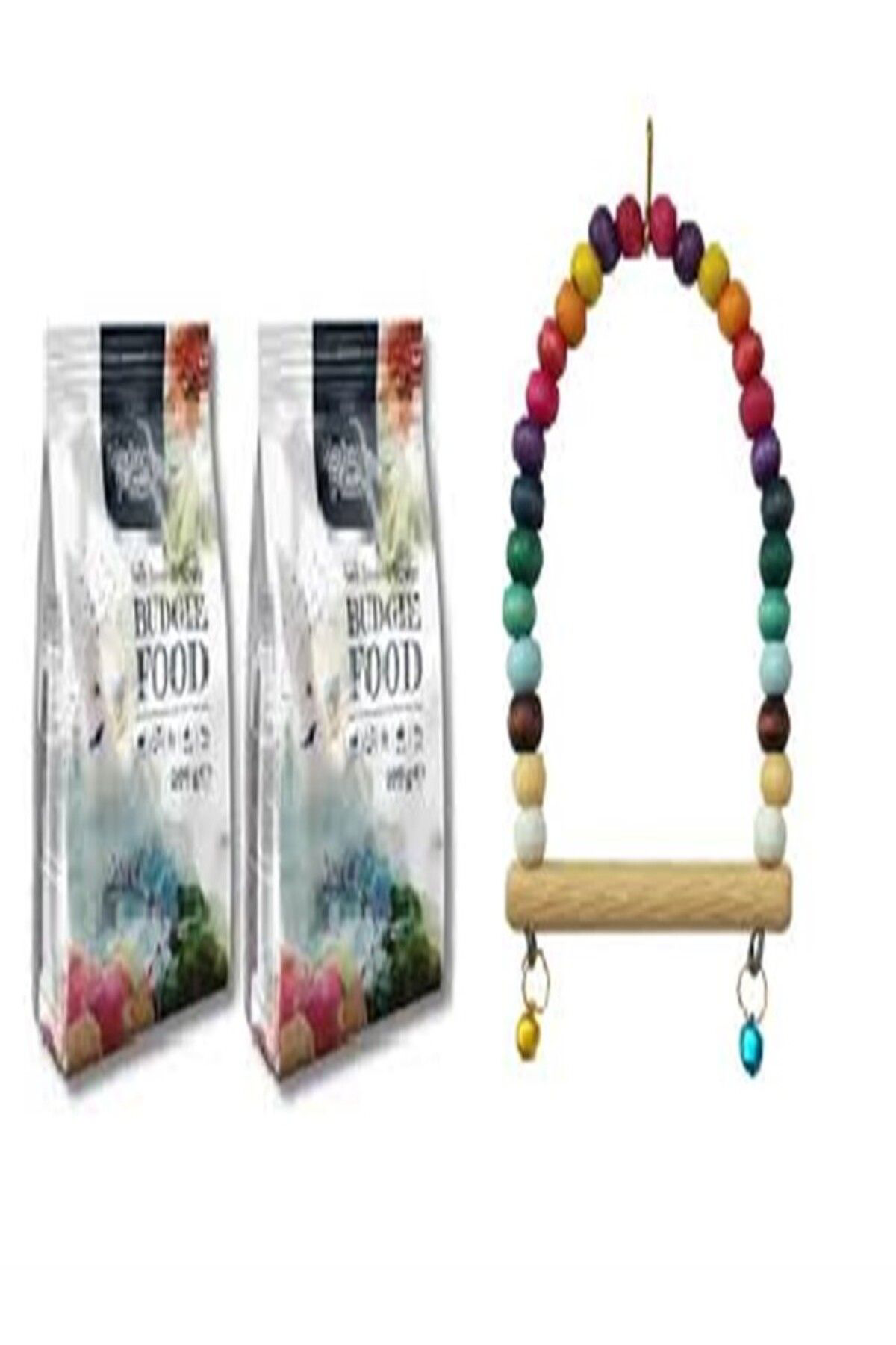 Muhabbet kuş yemi 500 gr X 2 Adet + Muhabbet kuş boncuklu Salınca