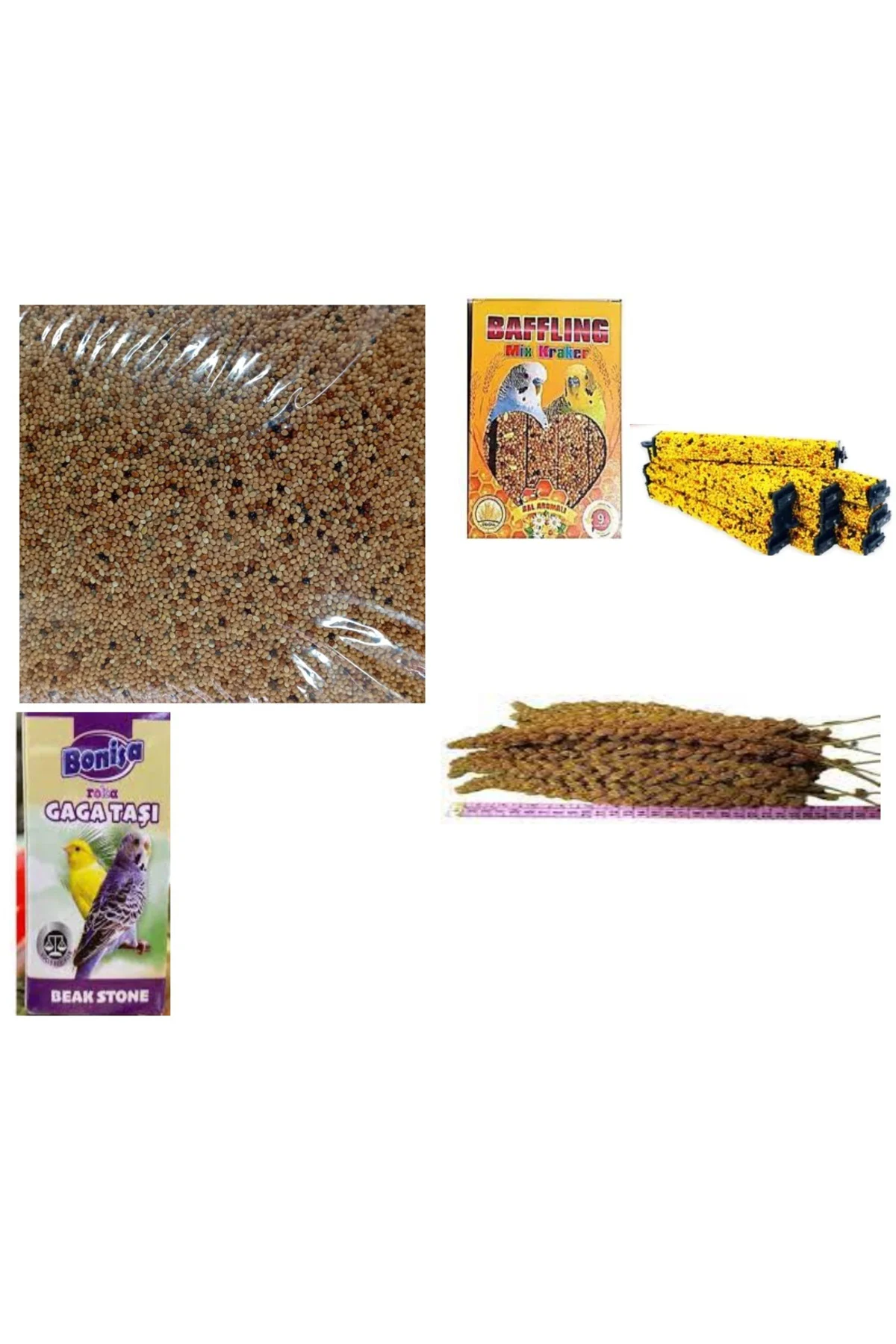 MUHABET KUŞ YEMİ 2 KG + BAFFLİN MİX KRAKER 10 'LU +KIZIL DALDARI 