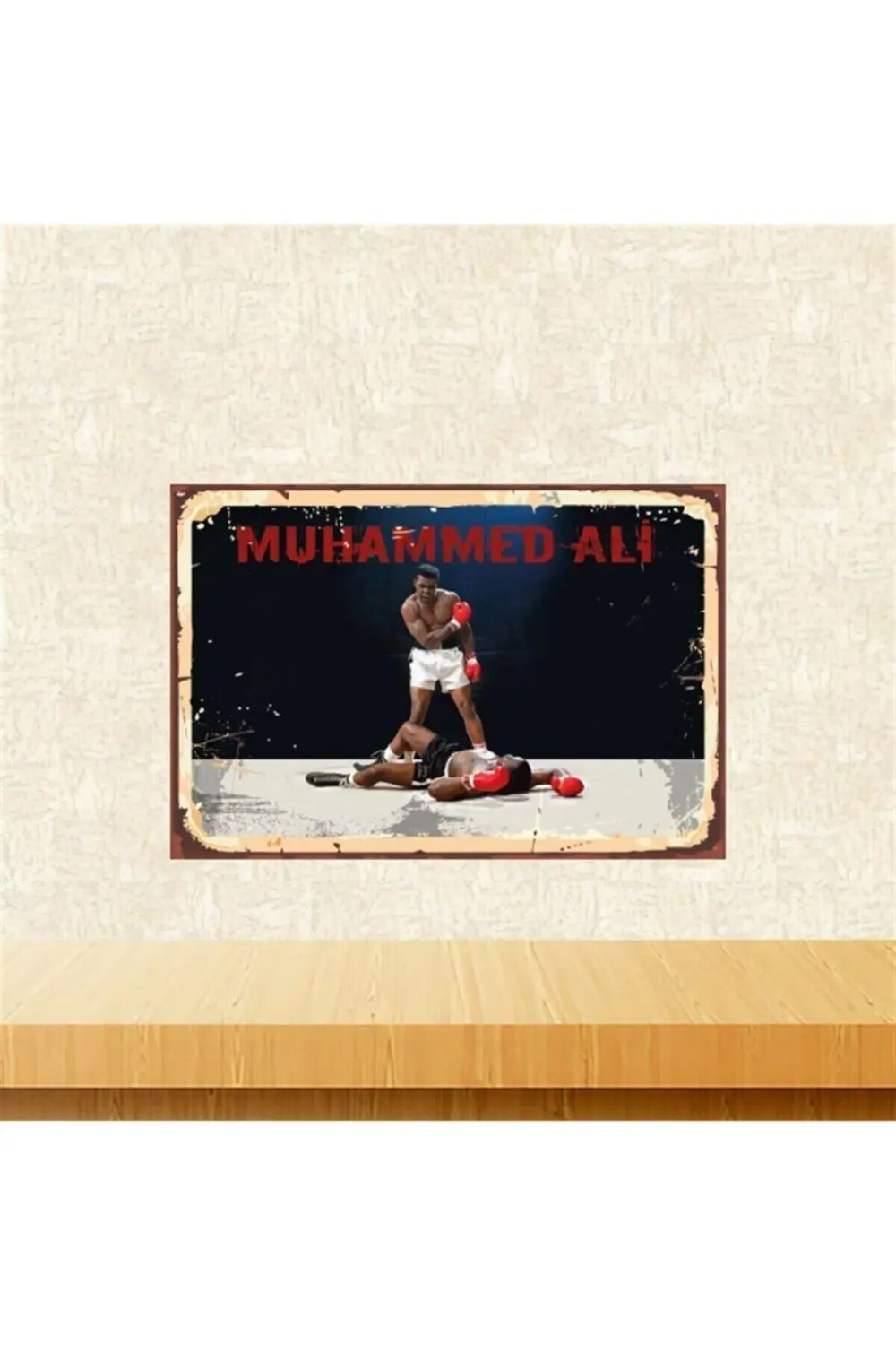 Muhammed Ali 20-30 Cm Retro Ahşap Tablo Tkfx5484