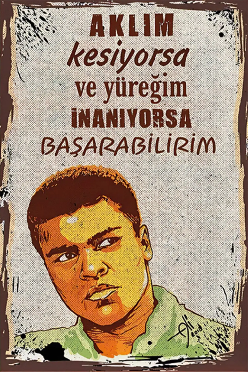 Muhammed Ali Retro Ahşap Poster
