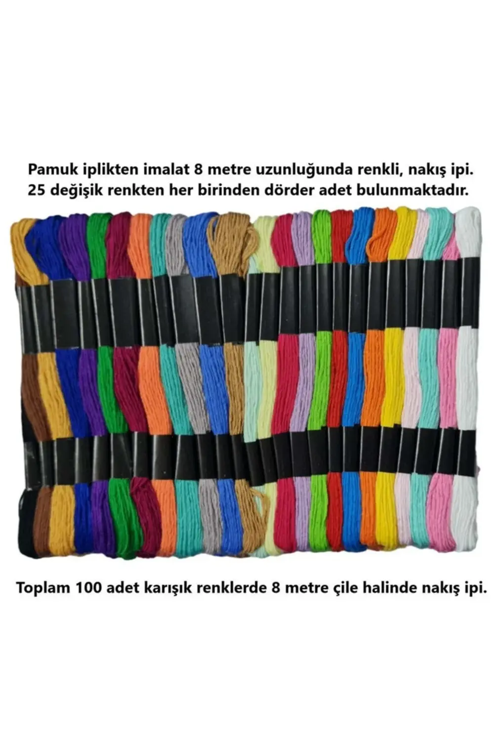 Tuhafiyecimiz Muline İplik Seti 100 Adet Çile, Etamin İğneleri, 5 Adet Bambu Ka