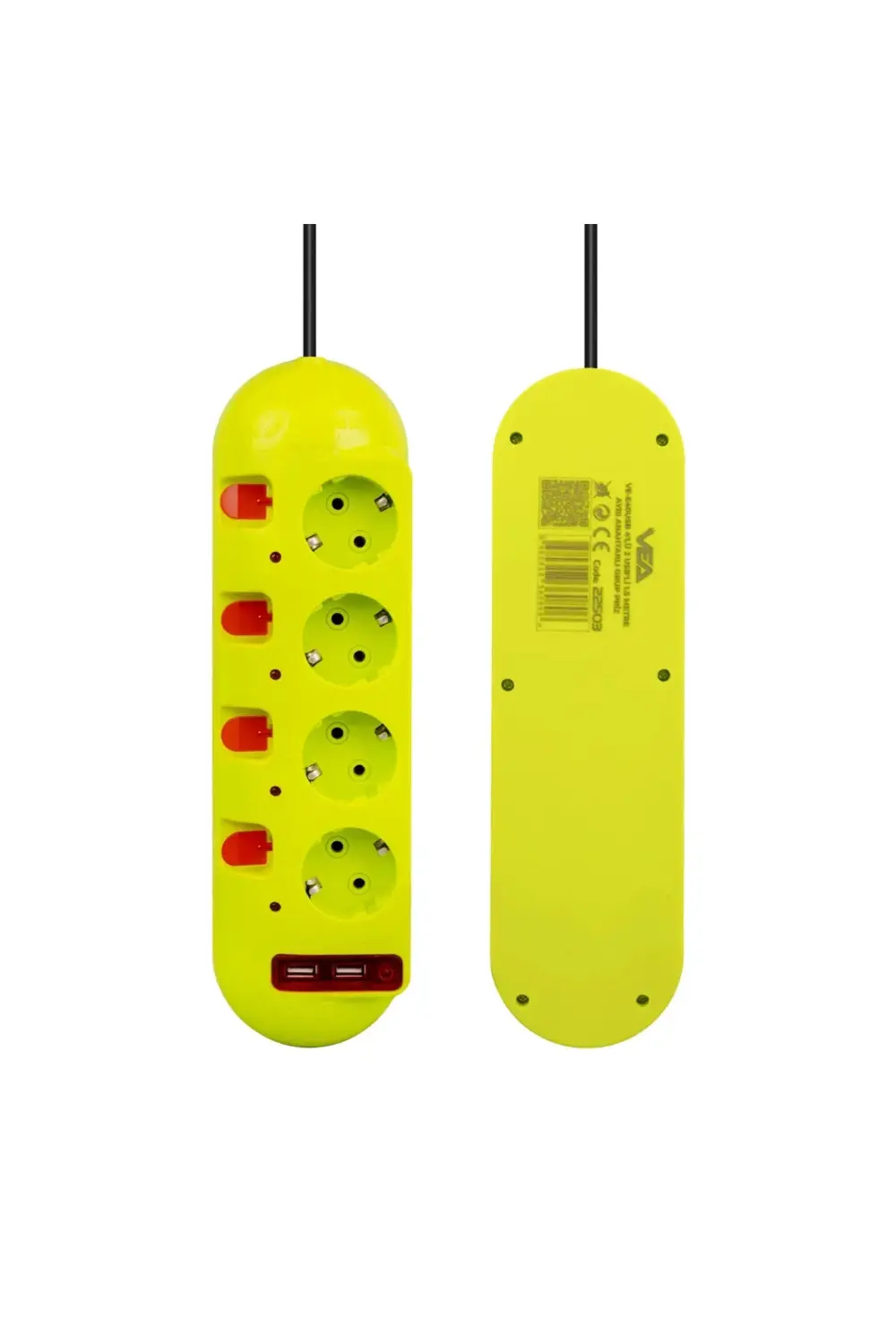 Mullkrg Krg01 Ve-E40Usb 4Lü 2 Usbli 1.5 Metre Ayrı Anahtarlı Grup