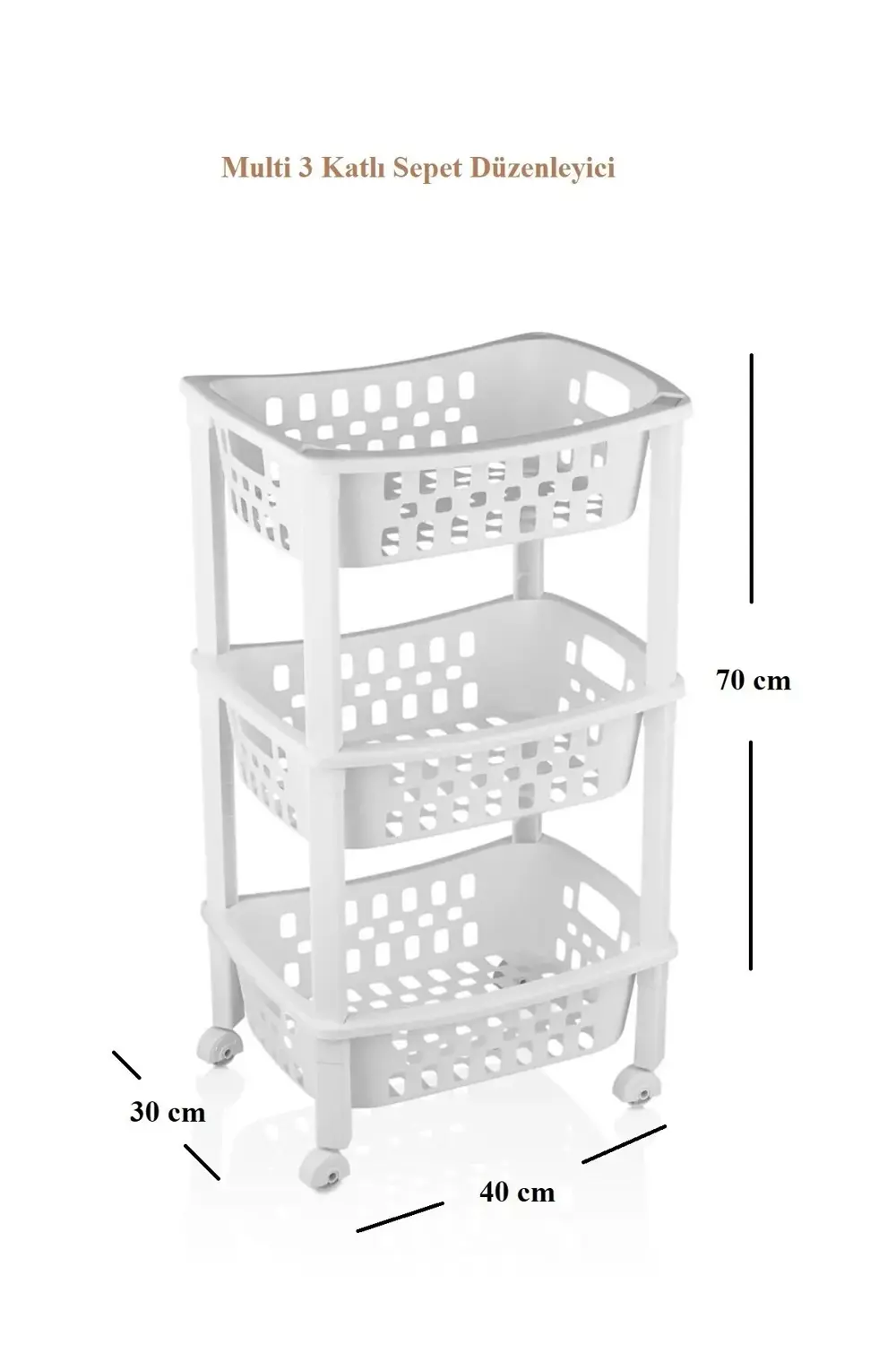 Multi 3 Katlı Sepet Düzenleyici 40 x 29,5 x 70 cm Org-78