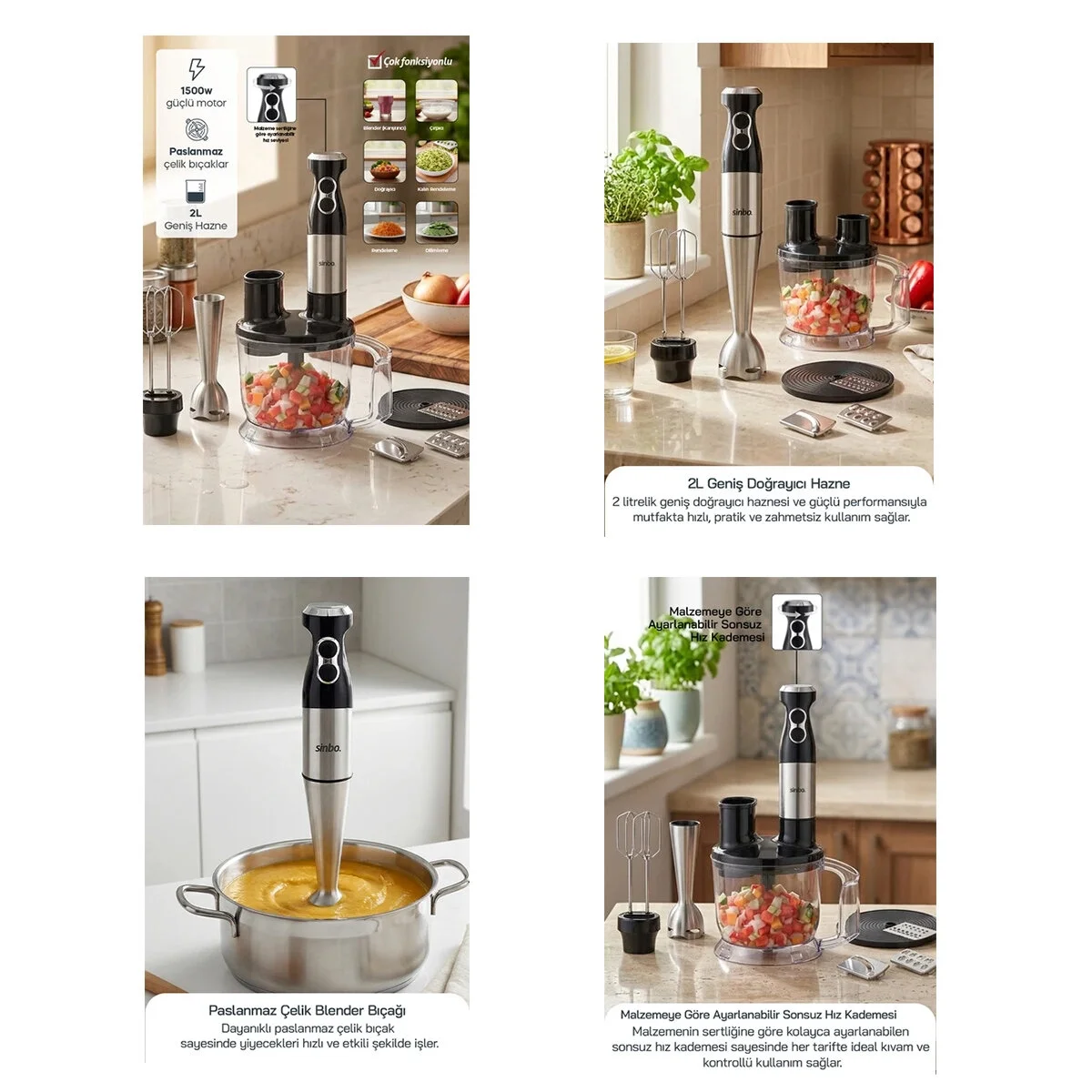 Multi Blender Seti 2lt Hazneli Shb-7532 Bx40 Fiyatı, Yorumları ve Özellikleri