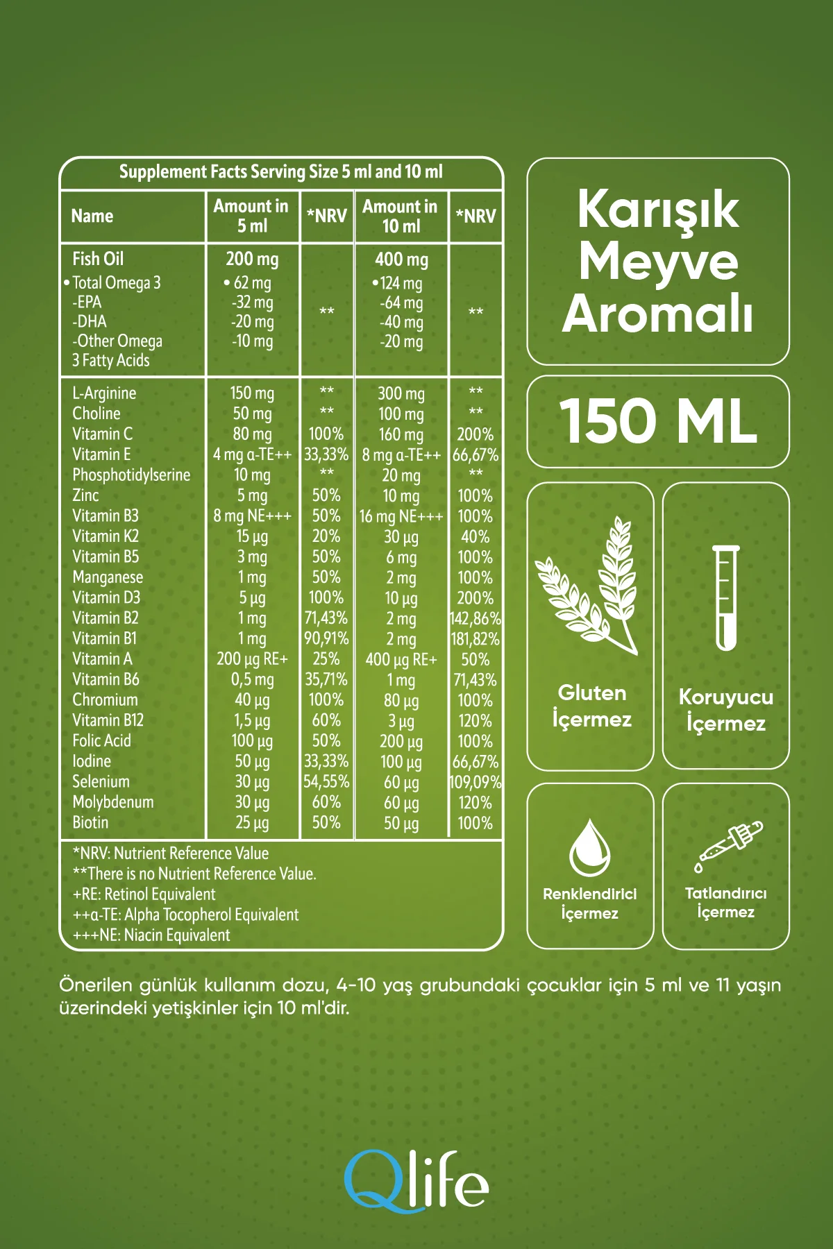 Multi Fishoil Vitamin Mineral - Omega 3 ve Multivitamin Meyve Aromalı Şurup 150 ml