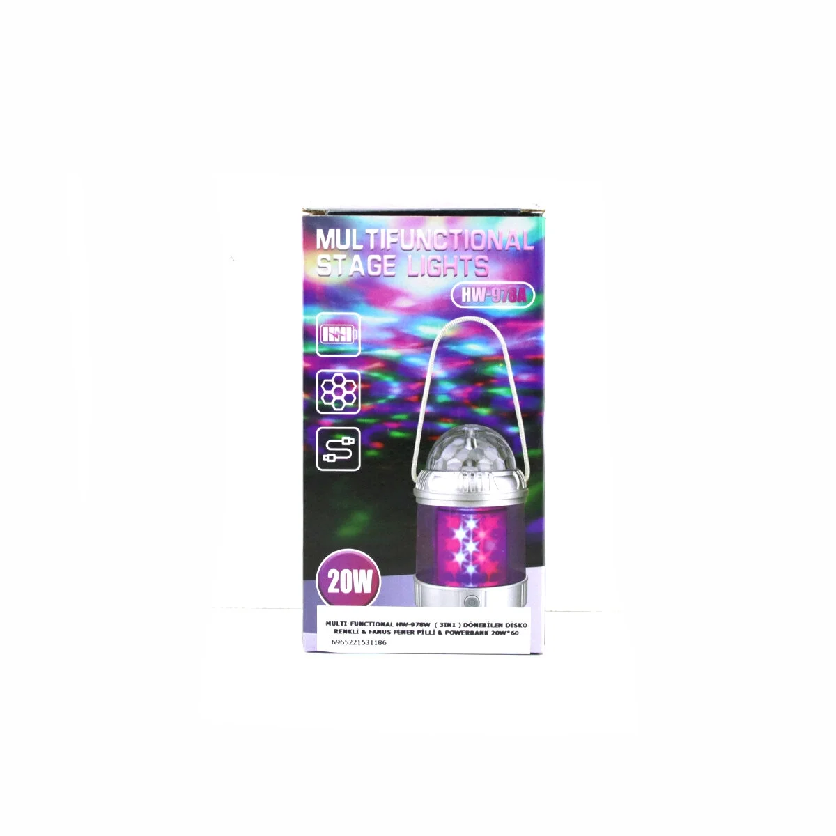 Multı-functıonal 3ın1 Dönebilen Disko Renkli - Fanus Fener Pilli - Powerbank 20w Hw-978w Bx40 Fiyatı, Yorumları ve Özellikleri