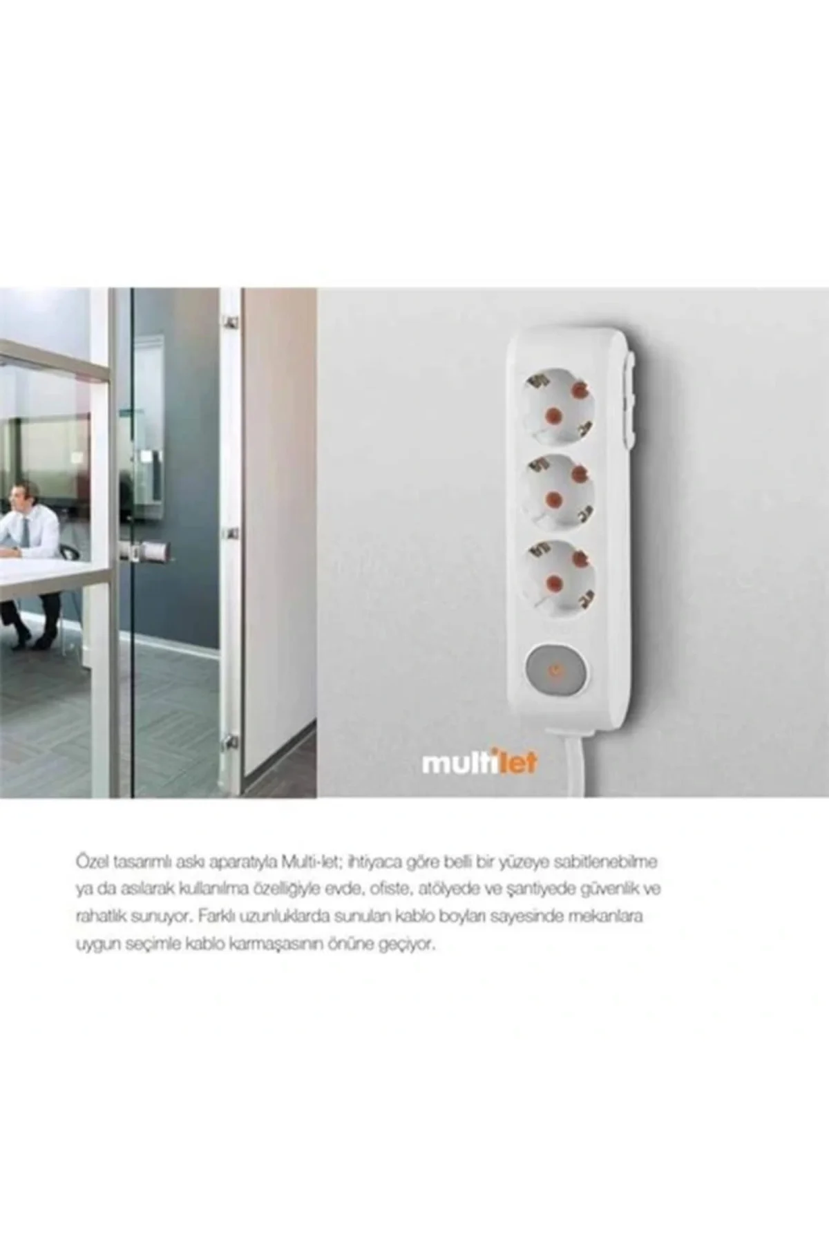 Multi Let 6 lı Siyah Anahtarlı Grup Priz 1mt