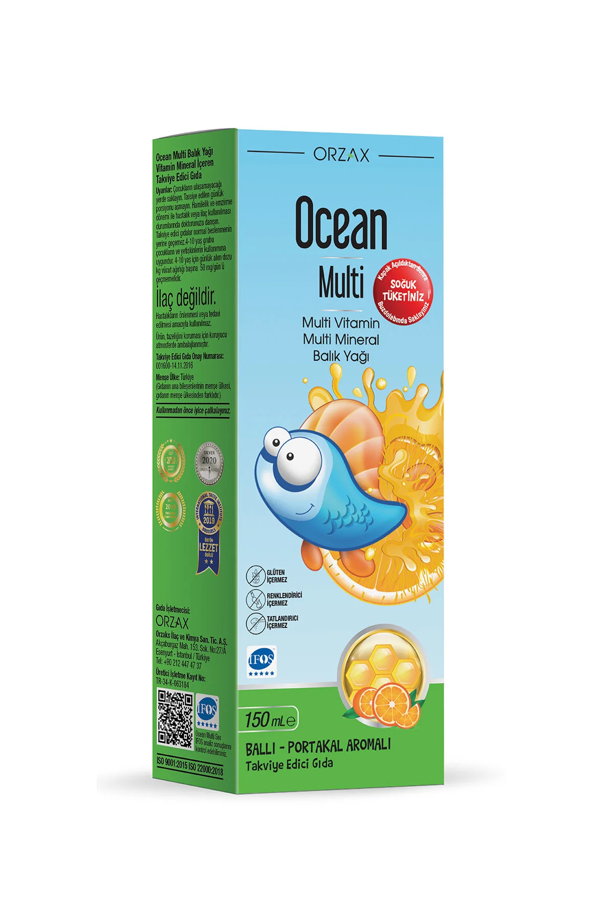 Multi — Multivitamin Multimineral + Omega3 Balık Yağlı, Ballı Portakal Aromalı Şurup 150 ml