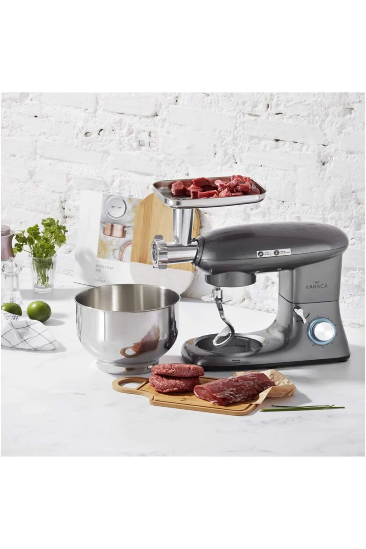 Multichef Stand Mikser Antrasit Mutfak Şefi 1900W 5,5 Lt (Kıyma Çekme /Sucuk-Sosis/İç