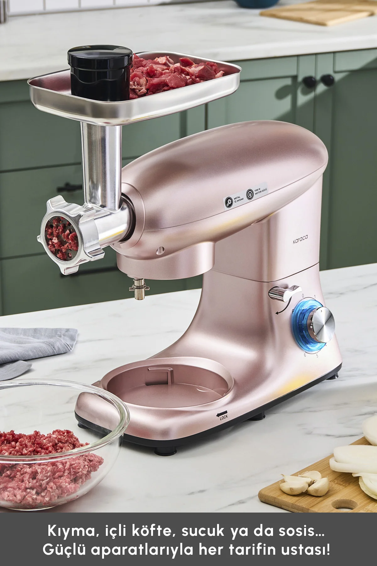 Multichef Stand Mikser Rosegold Mutfak Şefi 1900w 5,5l Kıyma Çekme Sucuk-sosis Içli Köfte Ap. Multichef Stand Mikser Rosegold Mutfak Şefi 1900w 5,5l Kıyma Çekme Sucuk-sosis Içli Köfte Ap.