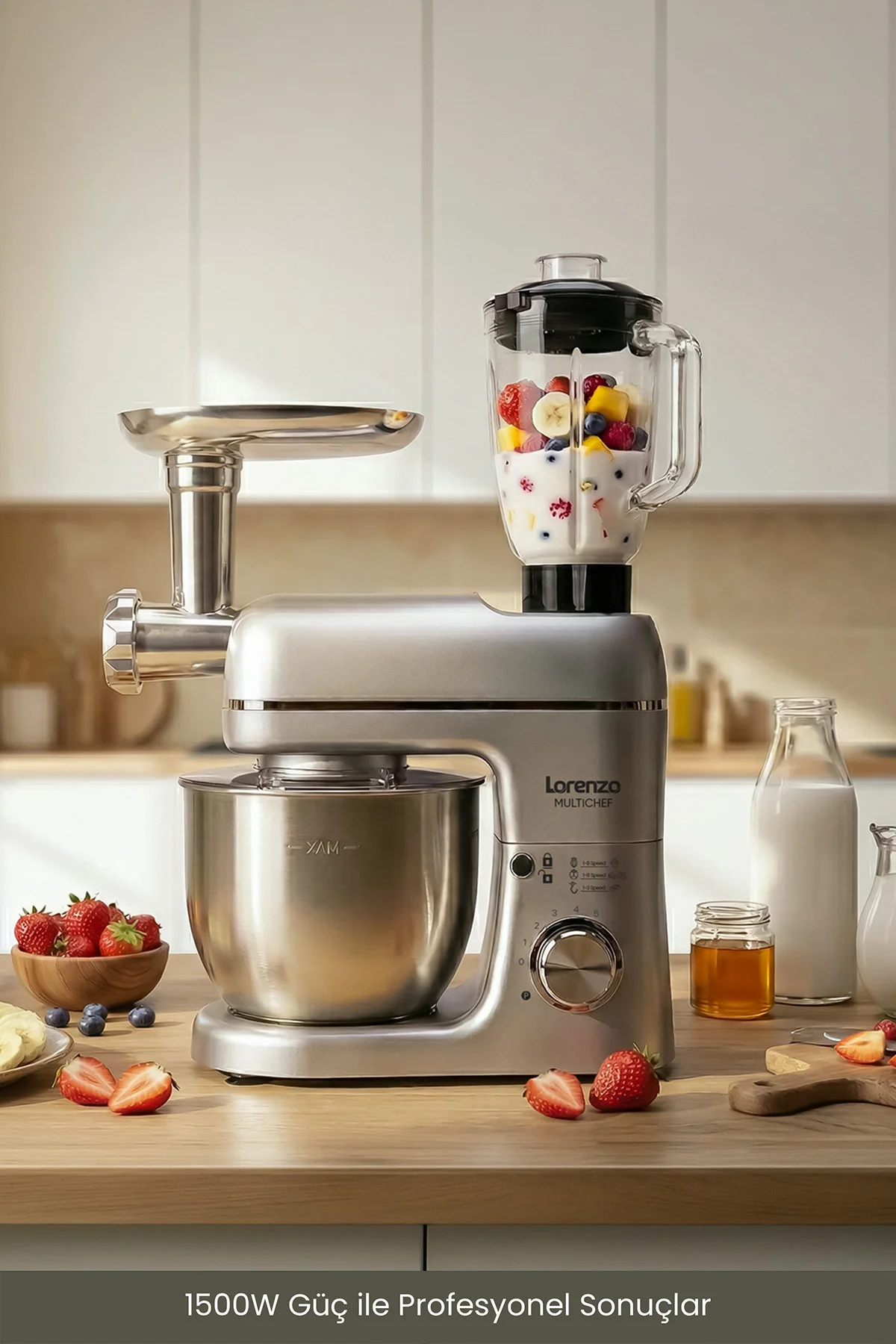 Multichef Stand Mixer 3in1 Hamur Yoğurma Blender Et Kıyma Makinesi Multichef Stand Mixer 3in1 Hamur Yoğurma Blender Et Kıyma Makinesi Fiyatı, Yorumları ve Özellikleri