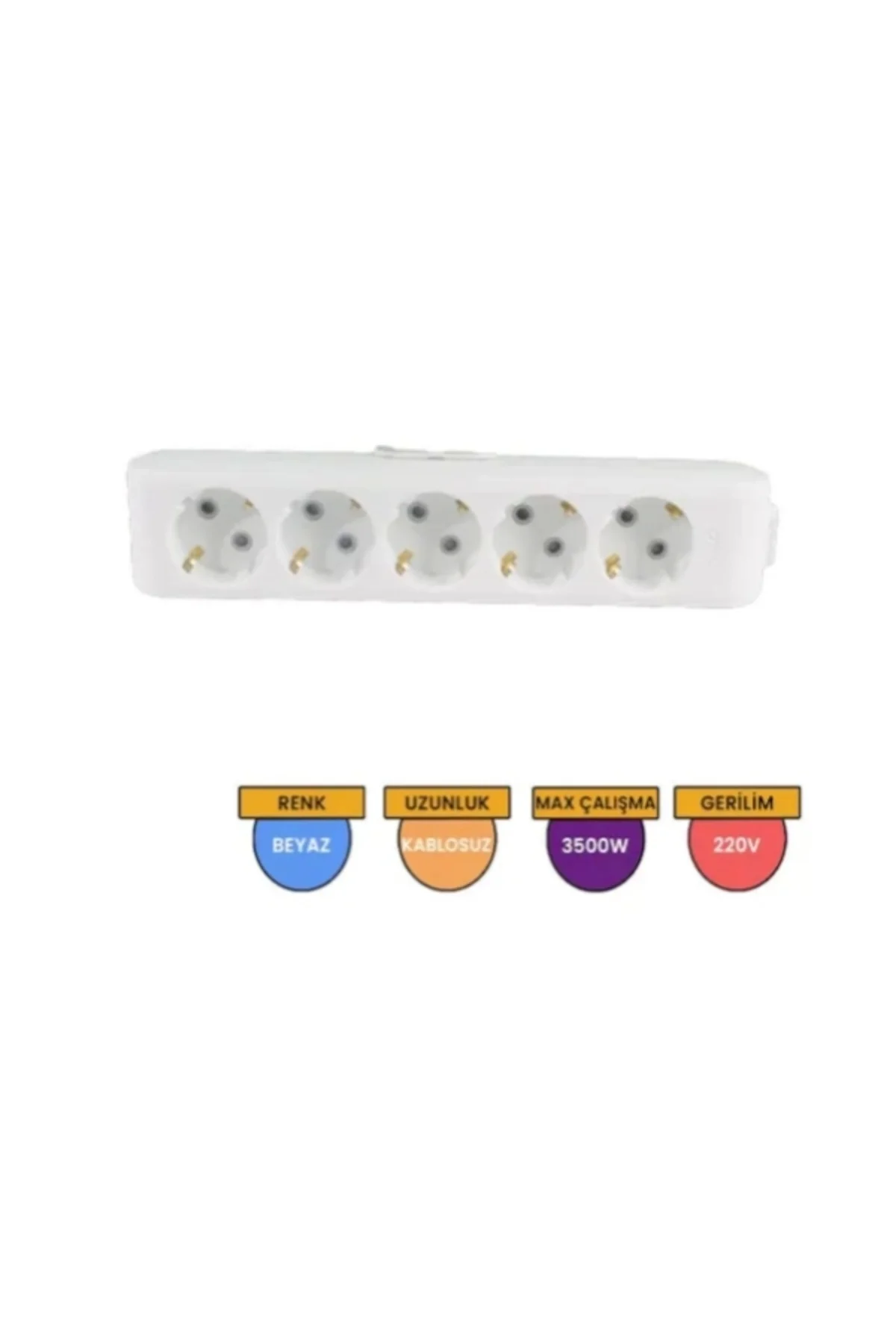 Multilet BEYAZ Beşli Grup Priz Topraklı Klemensli (5li Kablosuz) Multilet BEYAZ Beşli Grup Priz Topraklı Klemensli (5li Kablosuz)
