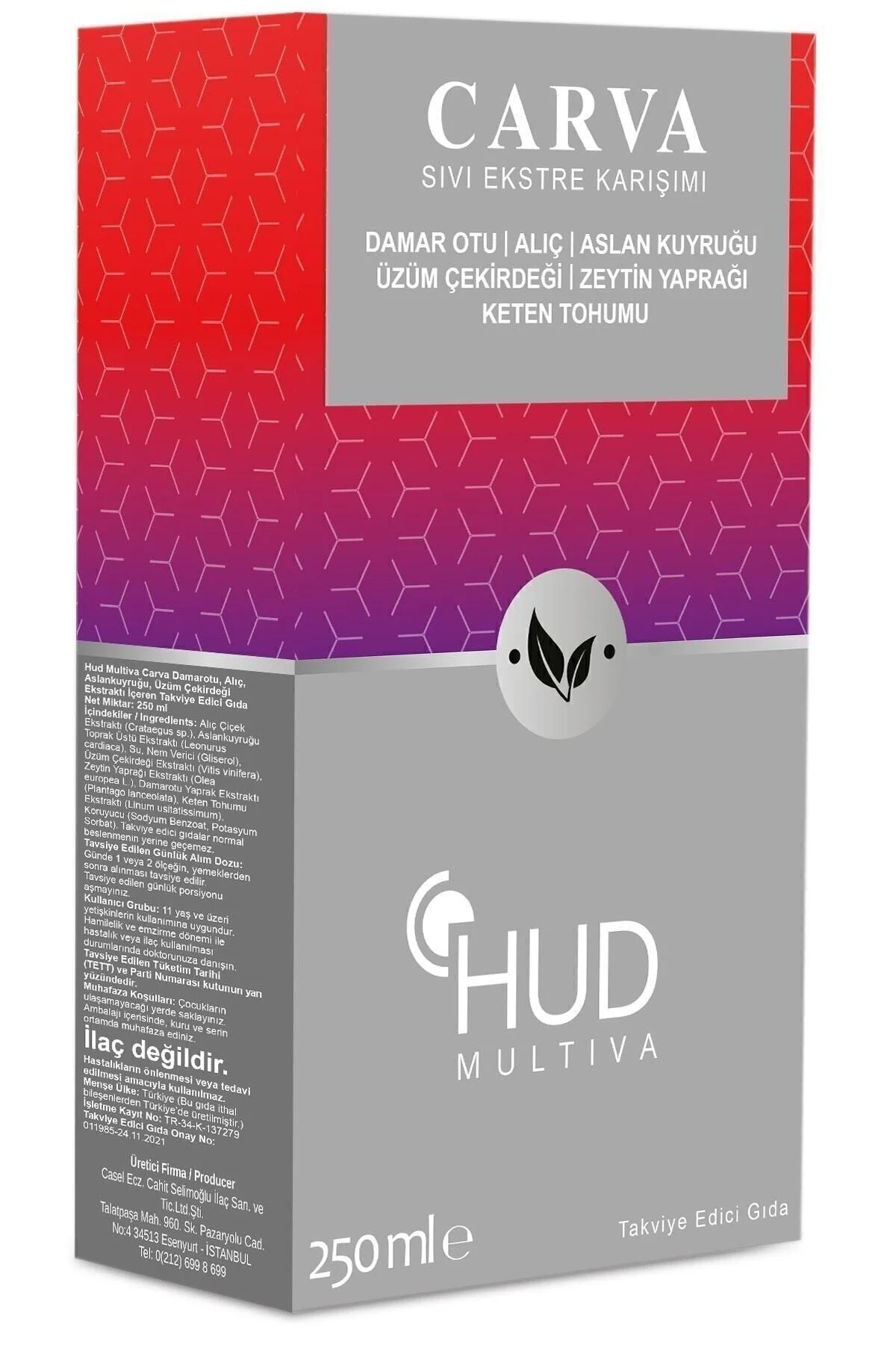 Multiva Carva / Alıç, Üzüm Çekirdeği, Damar Otu, Keten Tohumu Takviye Edici Gıda 250 ml