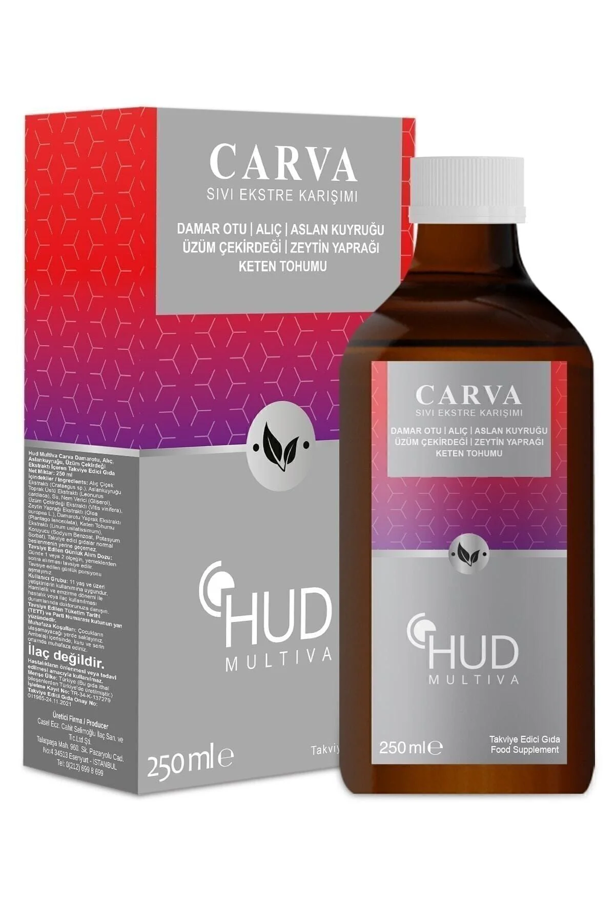 Multiva Carva / Alıç, Üzüm Çekirdeği, Damar Otu, Keten Tohumu Takviye Edici Gıda 250 ml