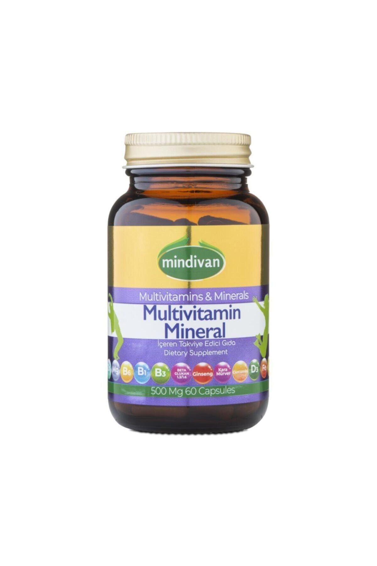 Mindivan Multivitamin Mineral Ve Bitki Ektreleri 60 Kapsül 500Mg