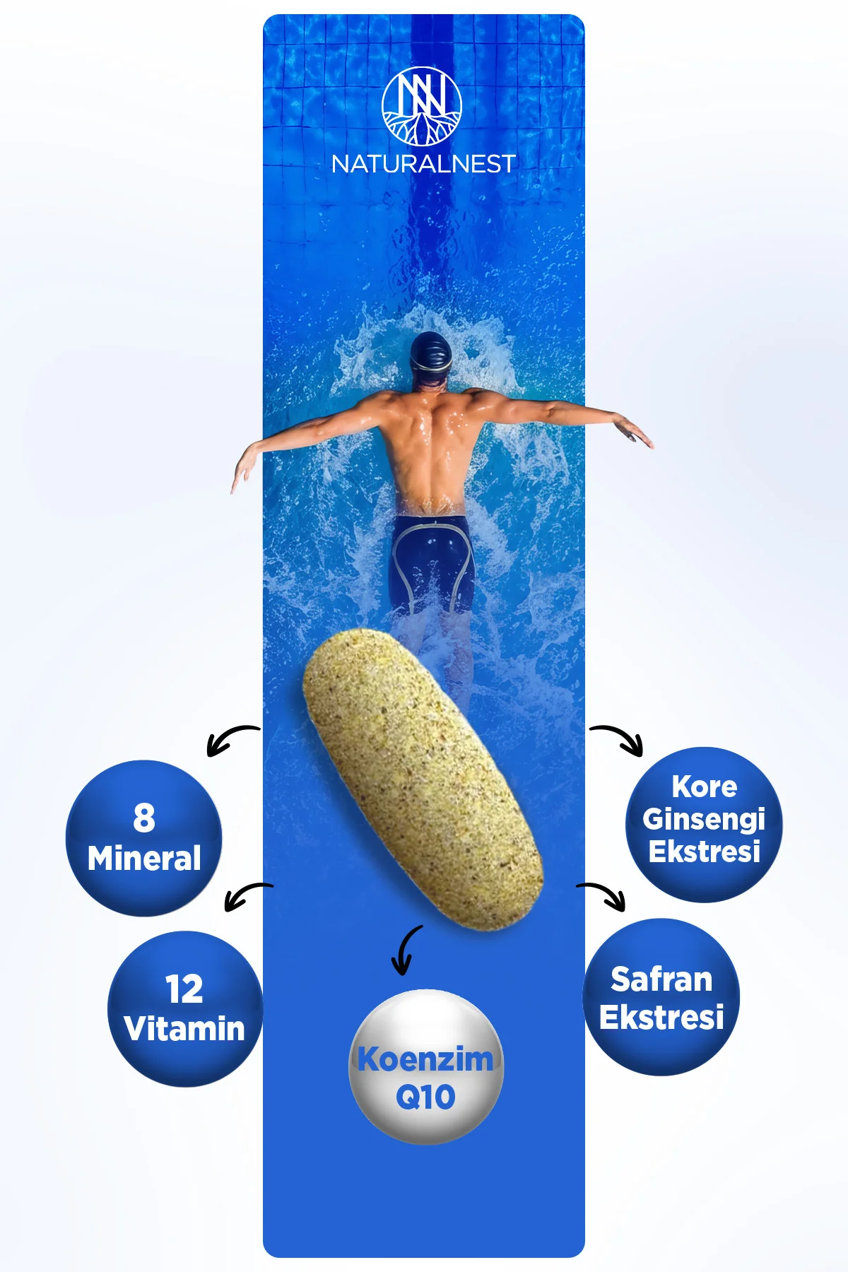 Multy Energy Men 30 Tablet- Ginseng, Safran, bal kabağı ekstresi, koenzim Q10, çinko, l glutamin