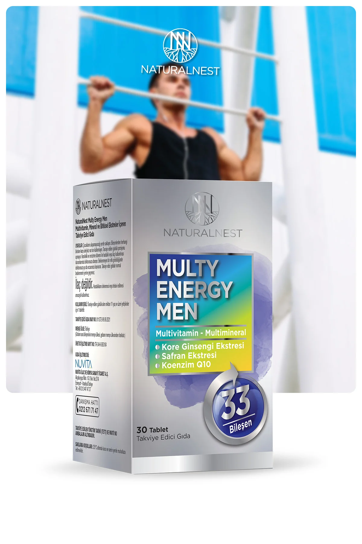 Multy Energy Men 30 Tablet- Ginseng, Safran, bal kabağı ekstresi, koenzim Q10, çinko, l glutamin