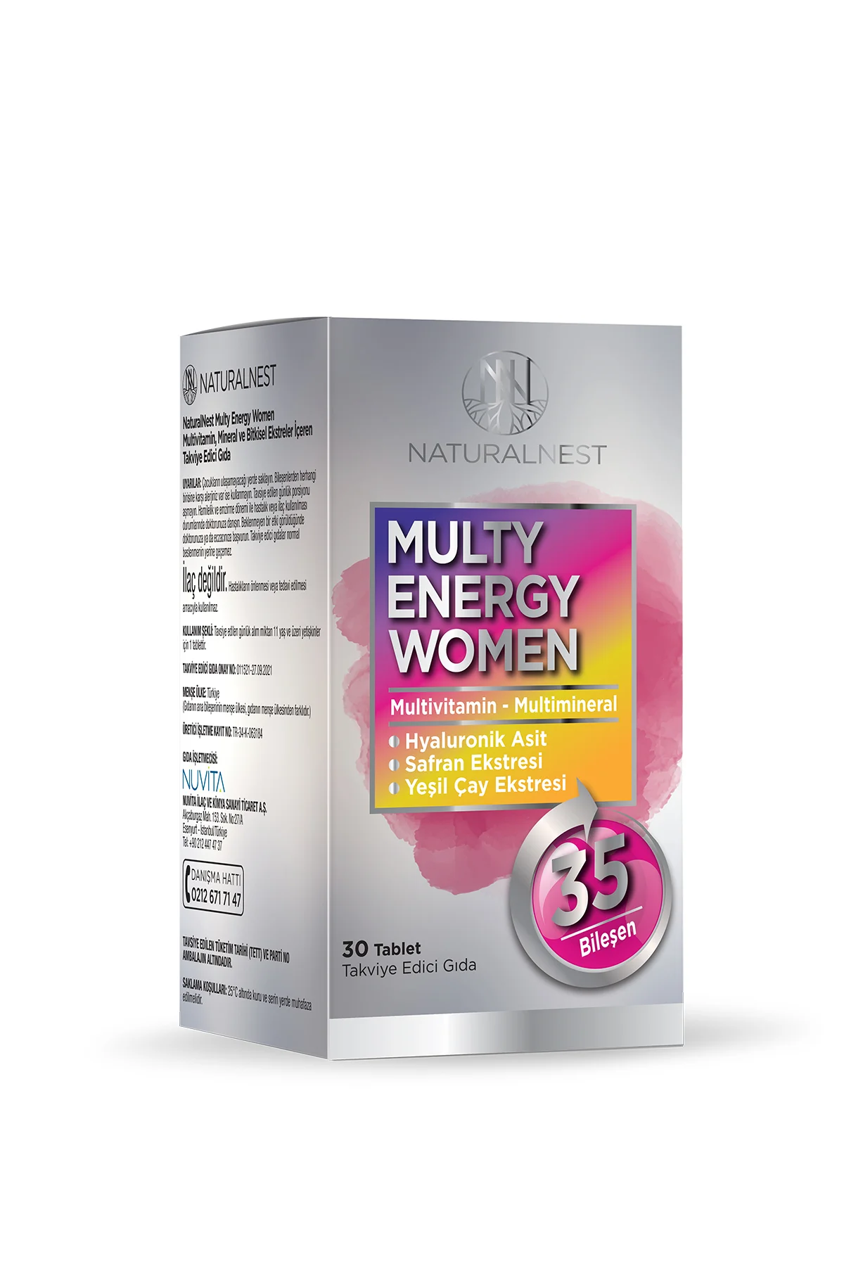 Multy Energy Women 30 Tablet- Safran, demir, yeşilçay, kafein, hyaluronik asit, alfa lipoik asit