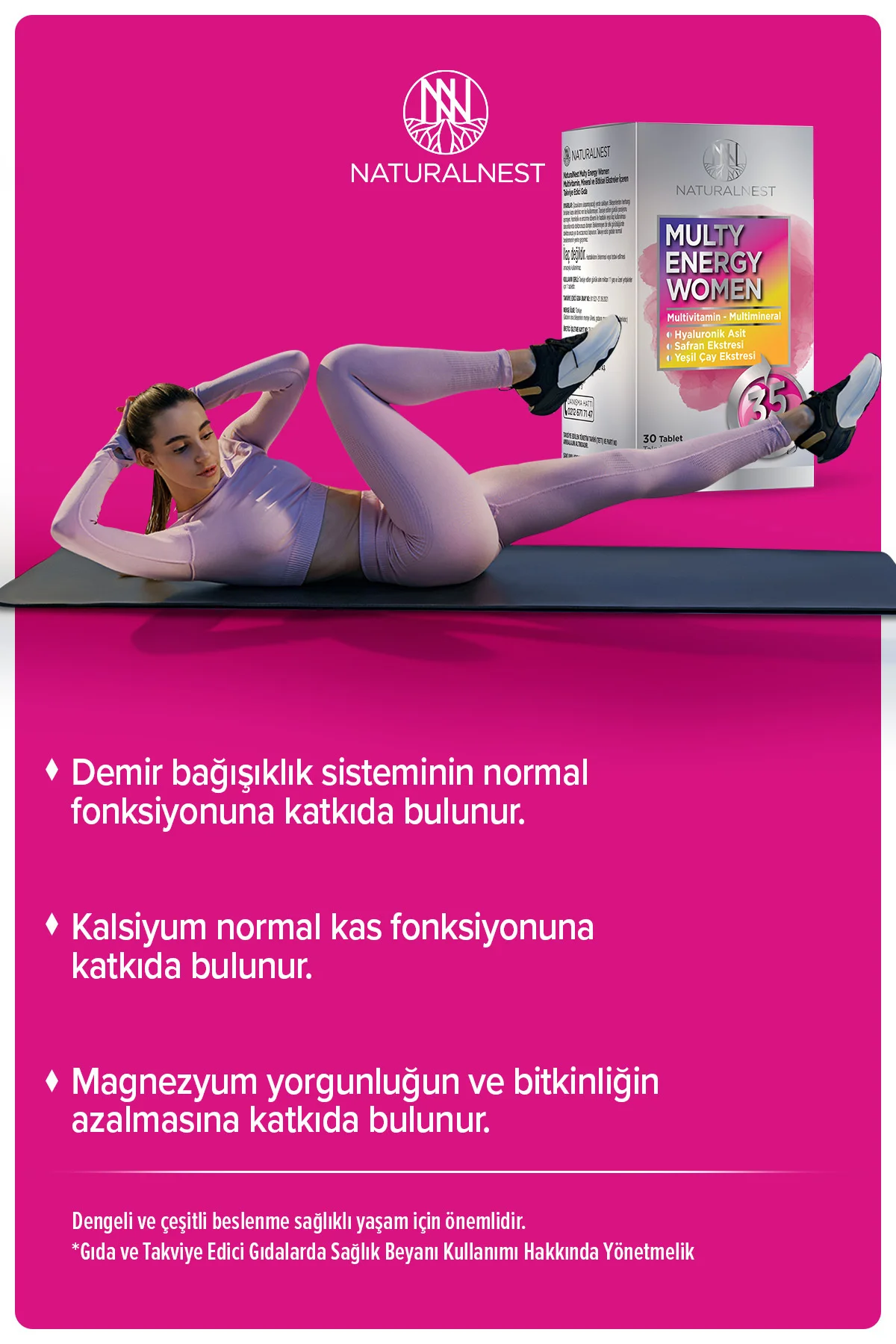 Multy Energy Women 30 Tablet- Safran, demir, yeşilçay, kafein, hyaluronik asit, alfa lipoik asit
