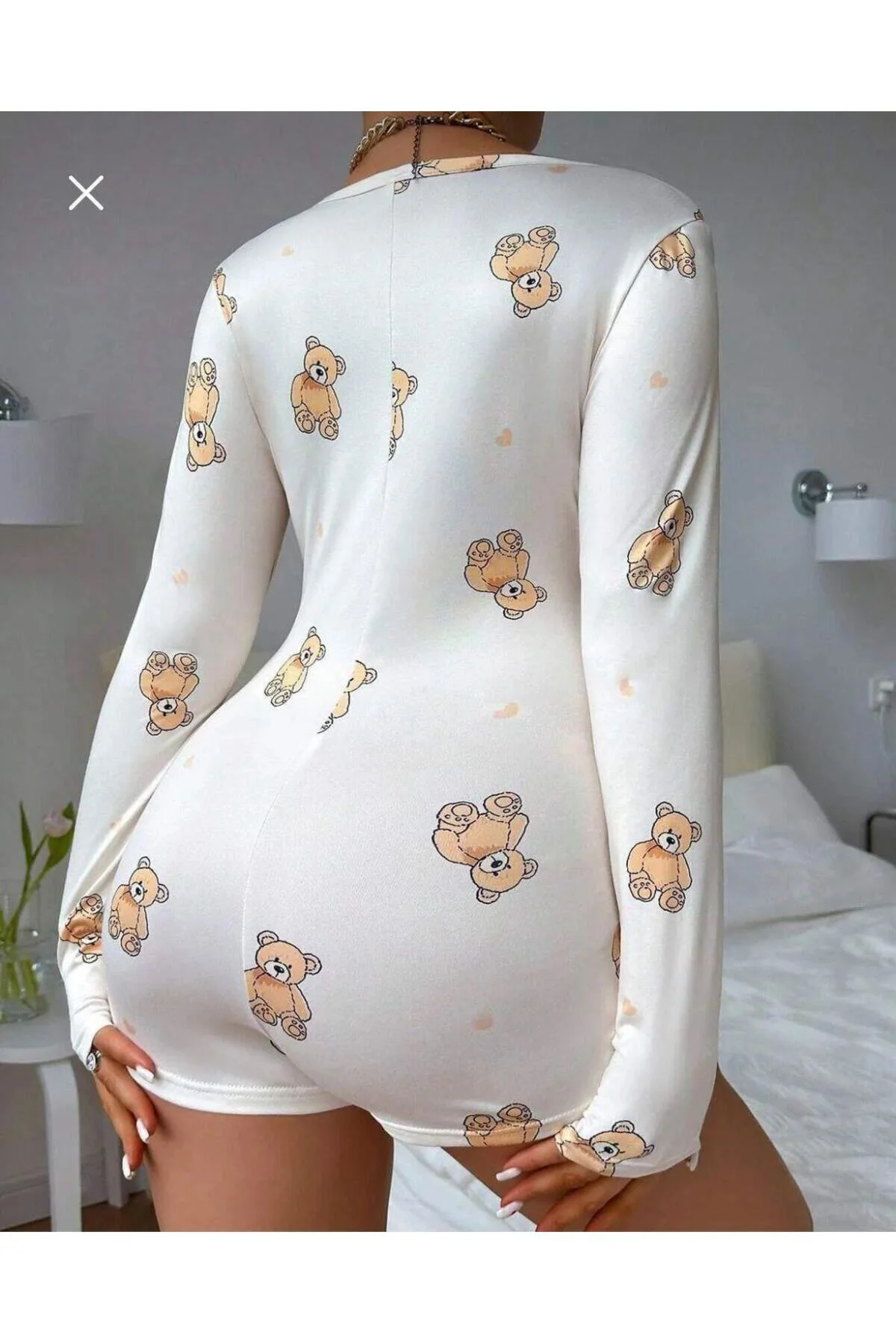 Mulvxbrf Brf02 Pamuklu Beyaz Ayıcık Desenli Düğmeli Uzun Kol Tulum Pijama (Mulvix) Fiyatı, Yorumları ve Özellikleri