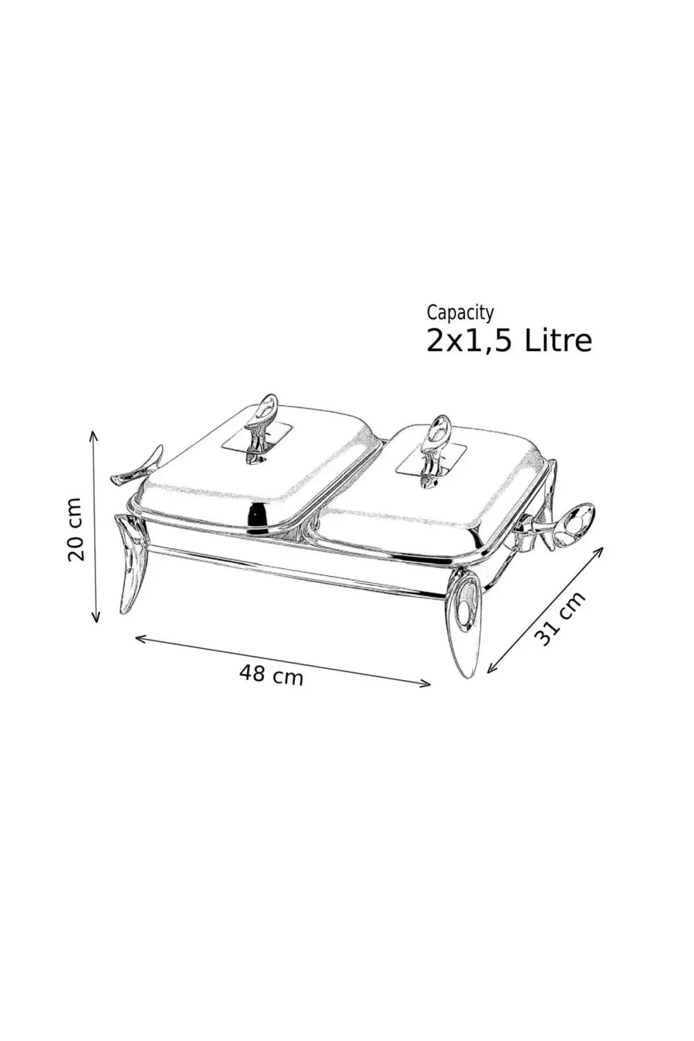 MUM ISITICILI İKİ BÖLMELİ DİKDÖRTGEN SERVİS SETİ