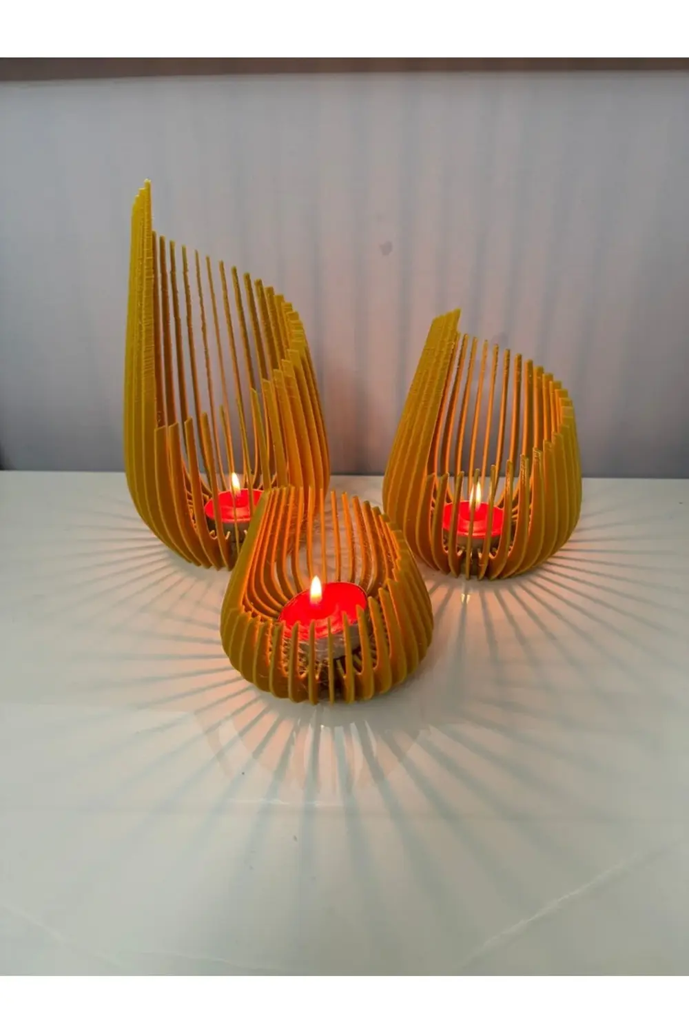 Mumluk 3’lü Set Özel Tasarım Dekoratif Obje Gold Renk