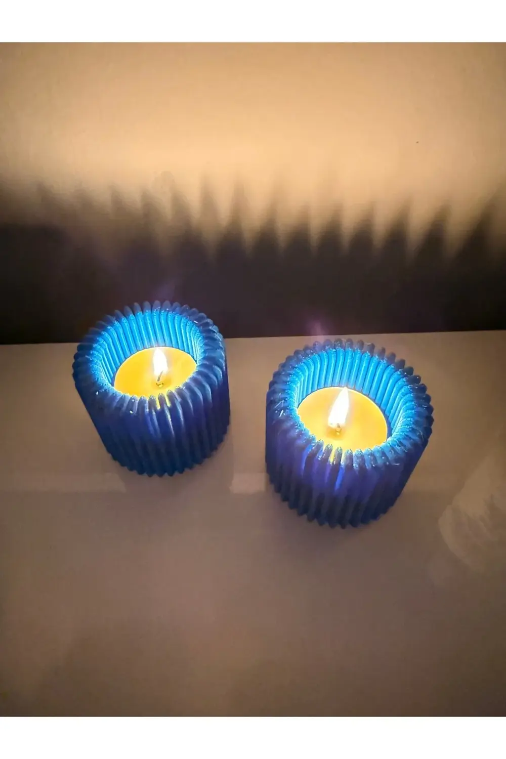 Mumluk özel tasarım mavi renk carbon fiber malzeme dekoratif obje