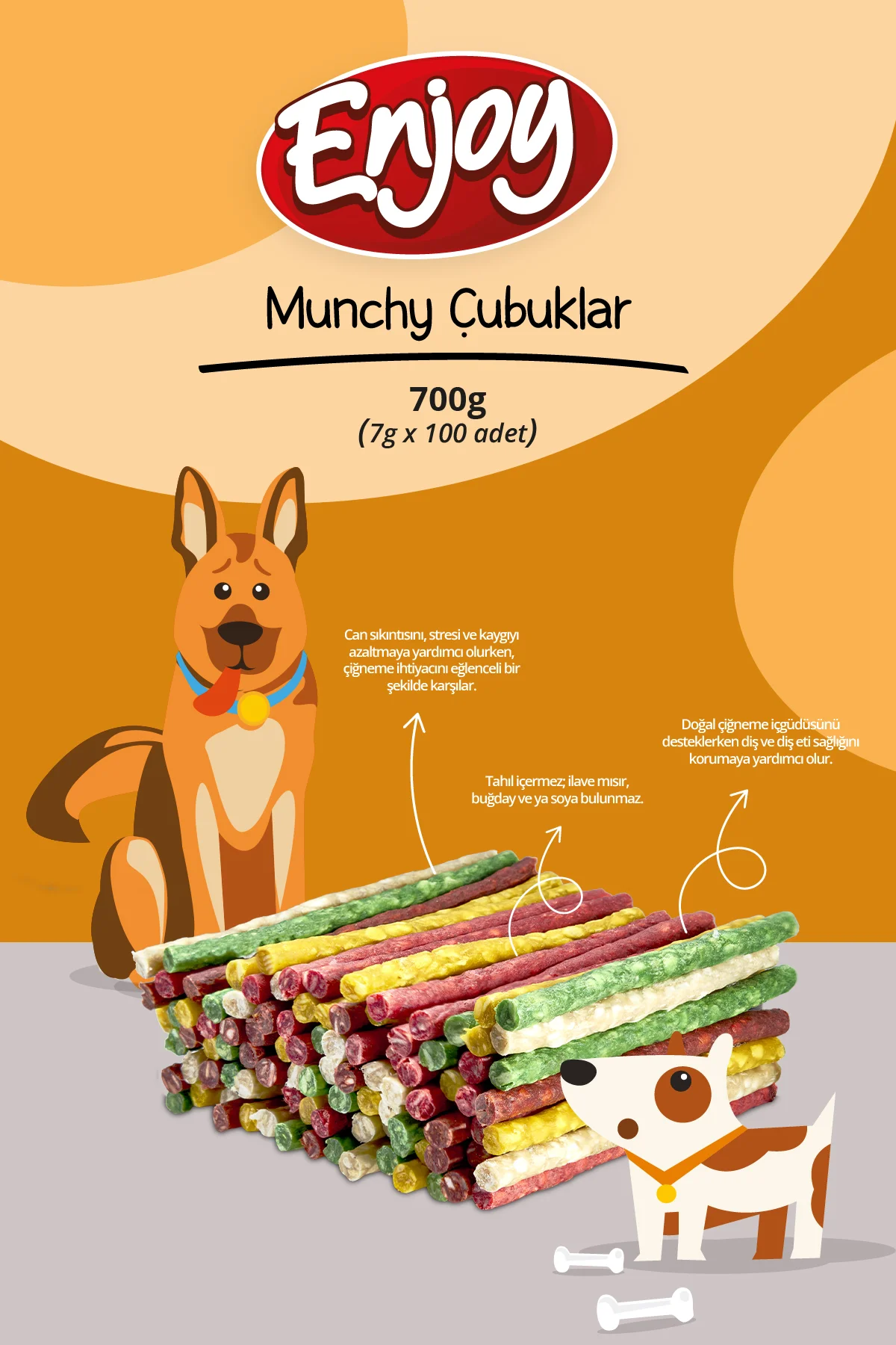Munchy Burgu Çubuk Köpek Kemiği 7g x 100 Adet