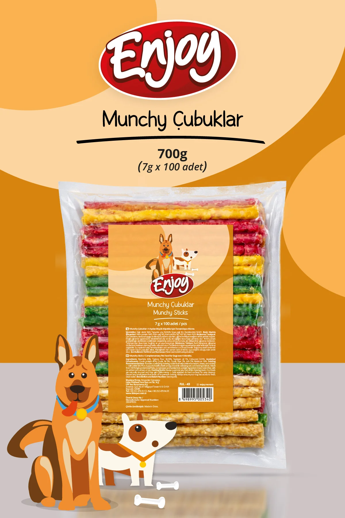 Munchy Burgu Çubuk Köpek Kemiği 7g x 100 Adet