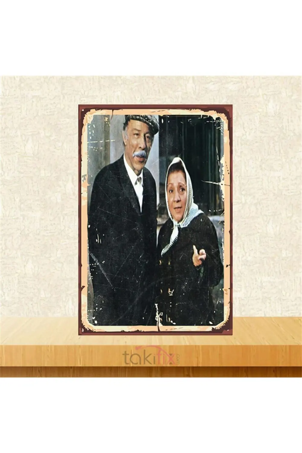 Münir Özkul Adile Naşit Retro Ahşap Poster 20-30 cm
