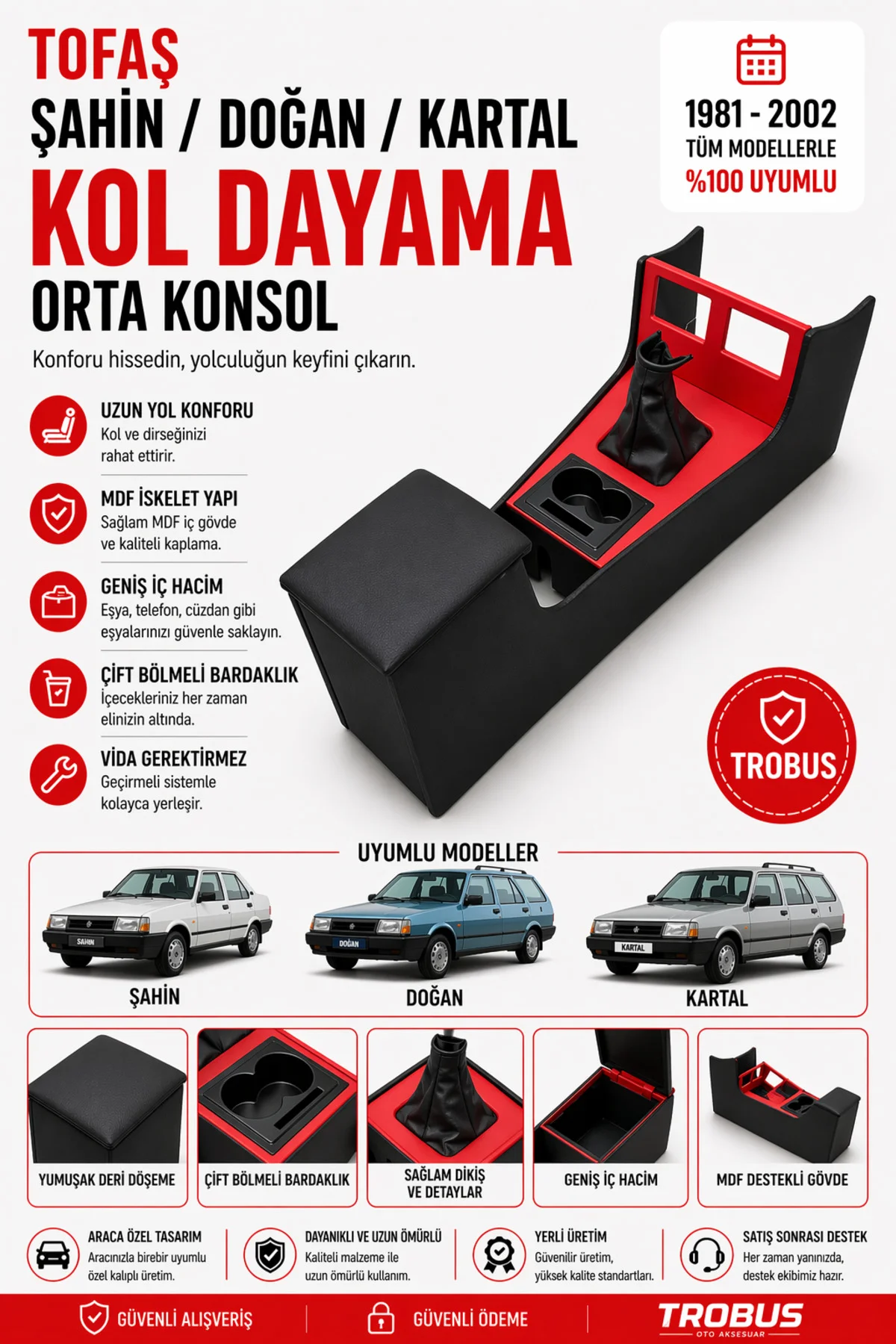 Murat 131 Tofaş Doğan 1977-2002 Tam Boy Orta Konsol Kol Dayama Ba Murat 131 Tofaş Doğan 1977-2002 Tam Boy Orta Konsol Kol Dayama Ba