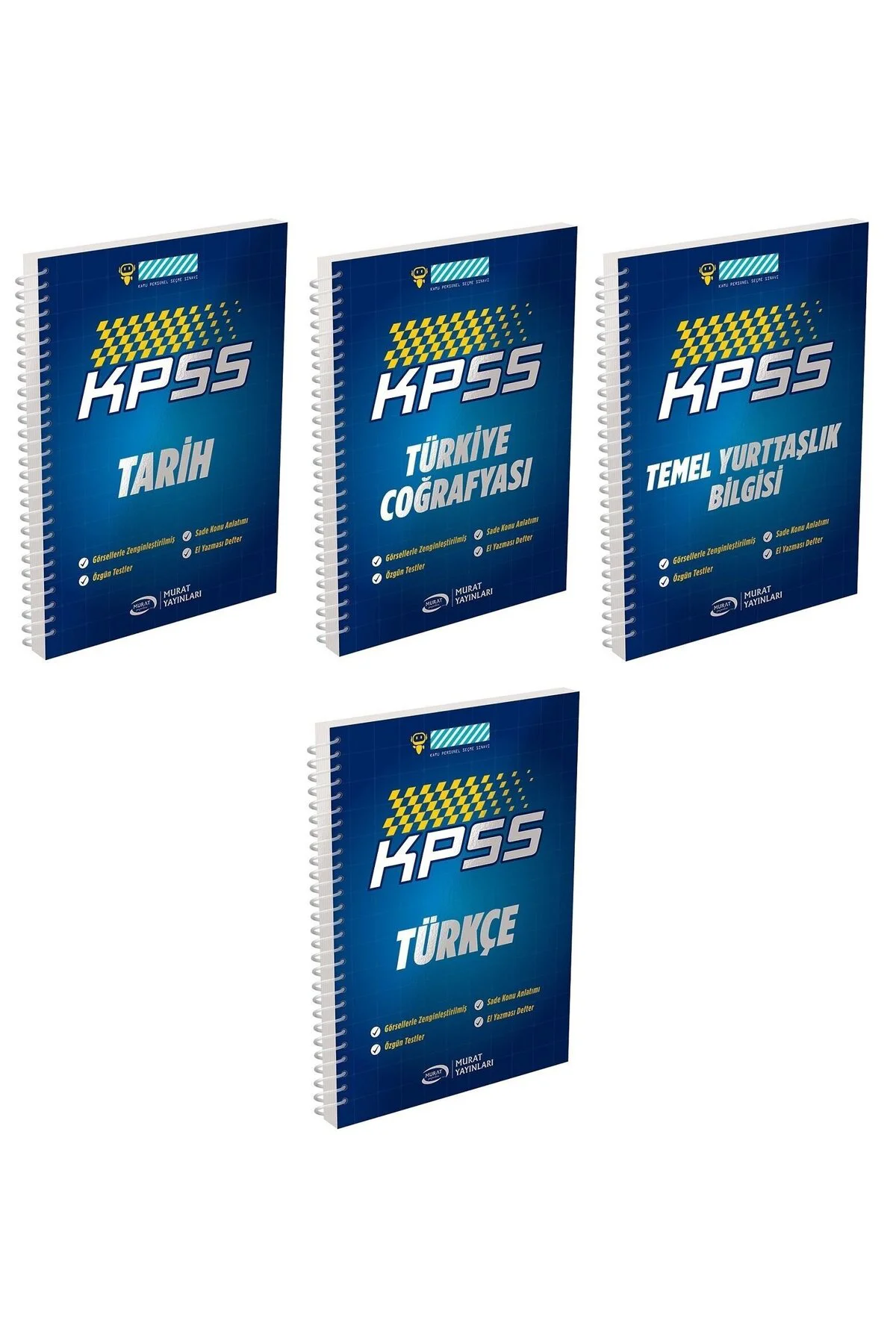 Murat KPSS Tarih + Coğrafya + Vatandaşlık + Türkçe Defteri 4 lü Set Murat Yayınları