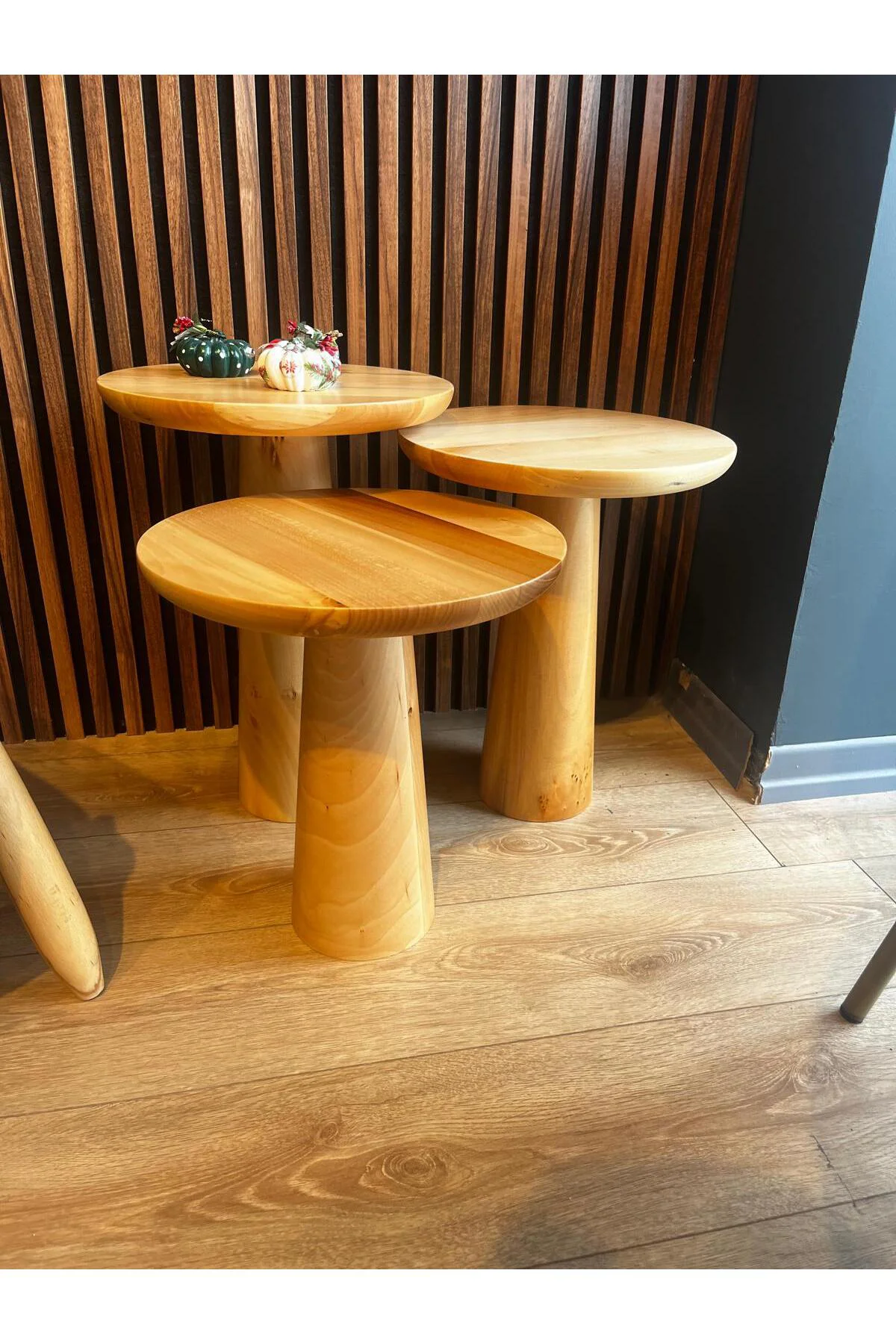 Mushroom Ahşap Natural Mantar Zigon Sehpa