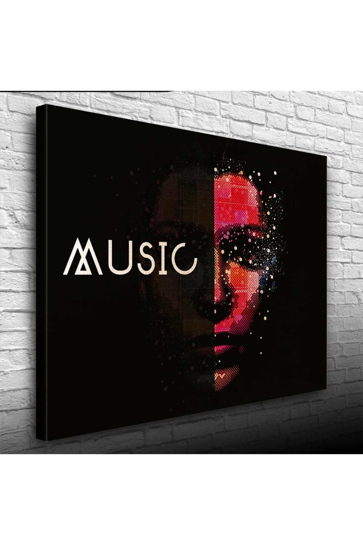 Music Afiş Siyah Kırmızı Tonlarda Kanvas Tablo 50 x 70