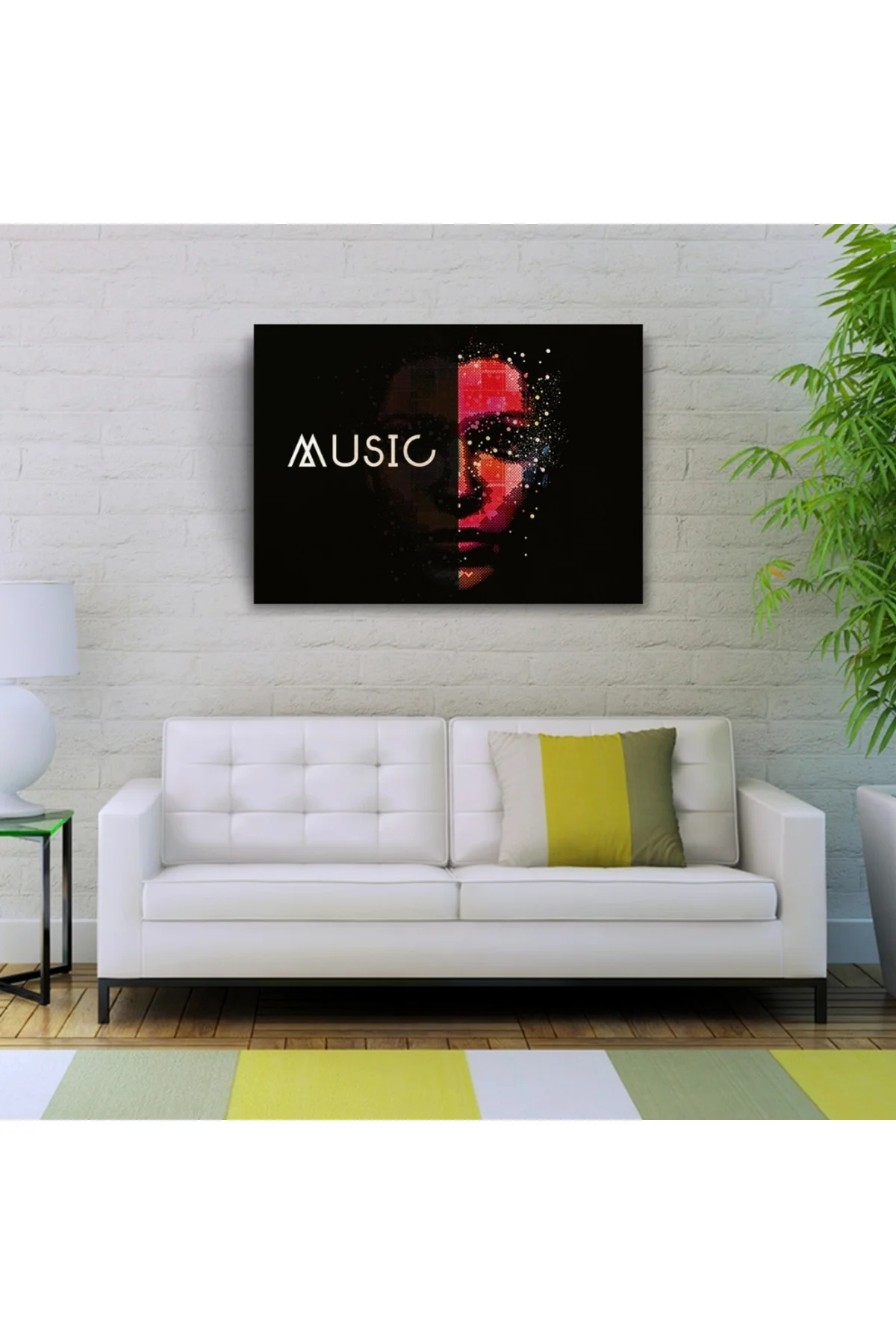 Music Afiş Siyah Kırmızı Tonlarda Kanvas Tablo 50 x 70