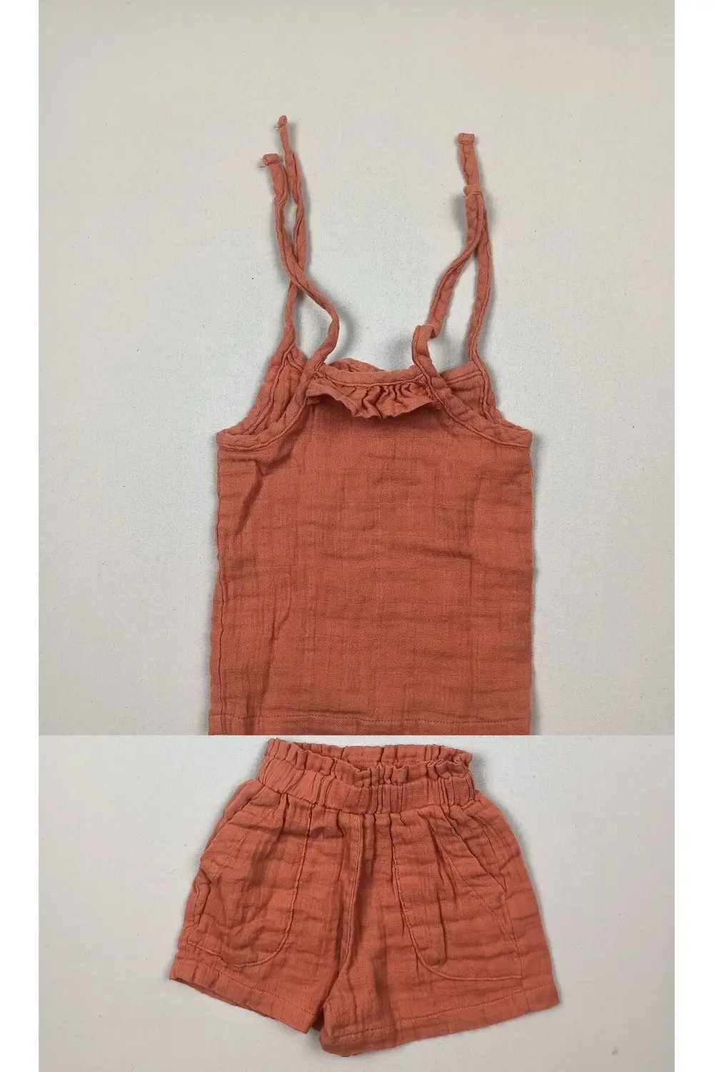 Müslin bebek askılı elbise takım