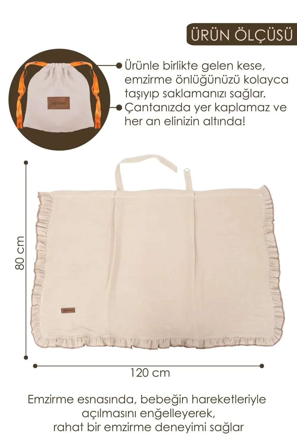 Mordesign Müslin Bebek Emzirme Örtüsü/Önlüğü; Puset, Bebek Arabası Örtüsü,