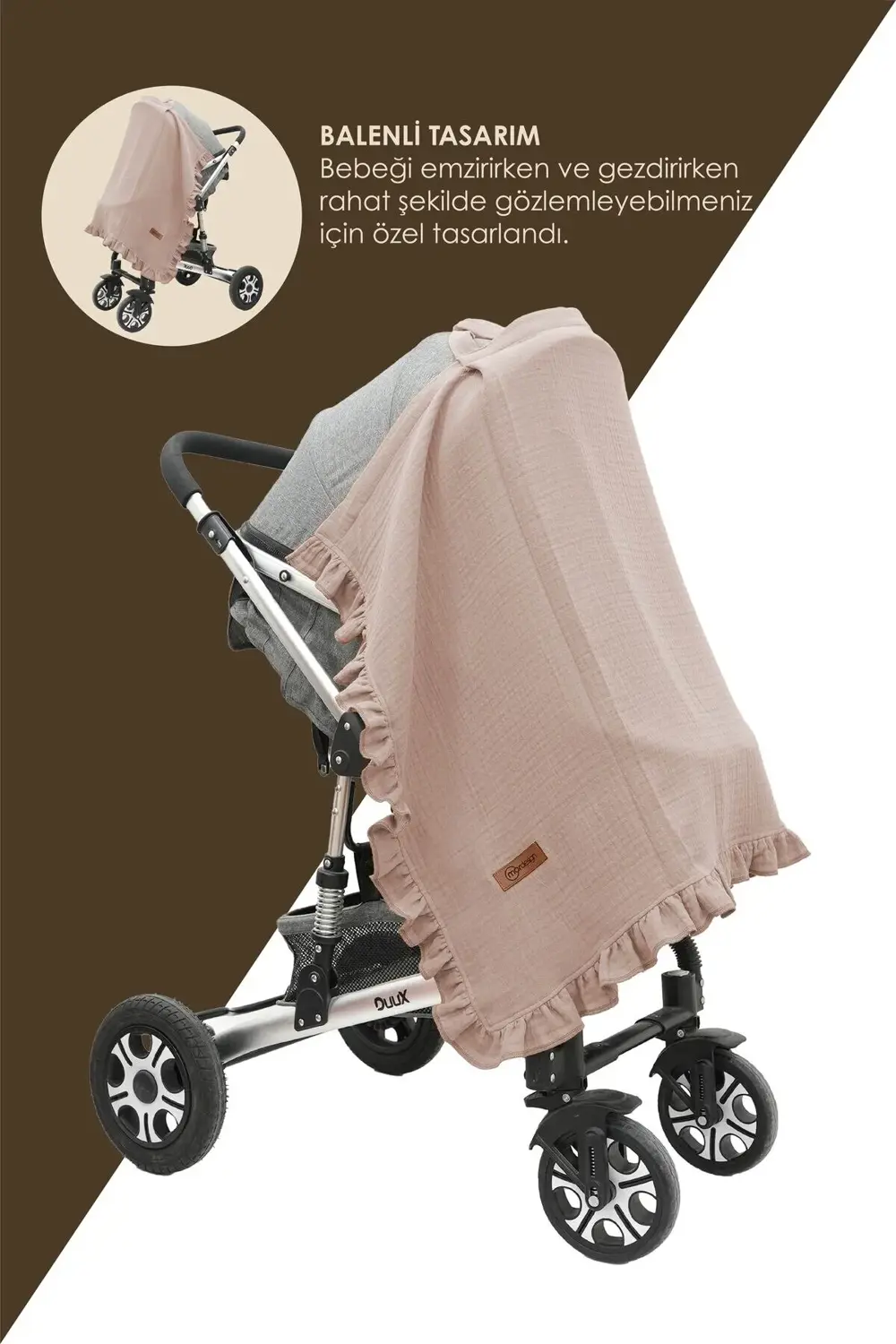 Mordesign Müslin Bebek Emzirme Örtüsü/Önlüğü; Puset, Bebek Arabası Örtüsü,