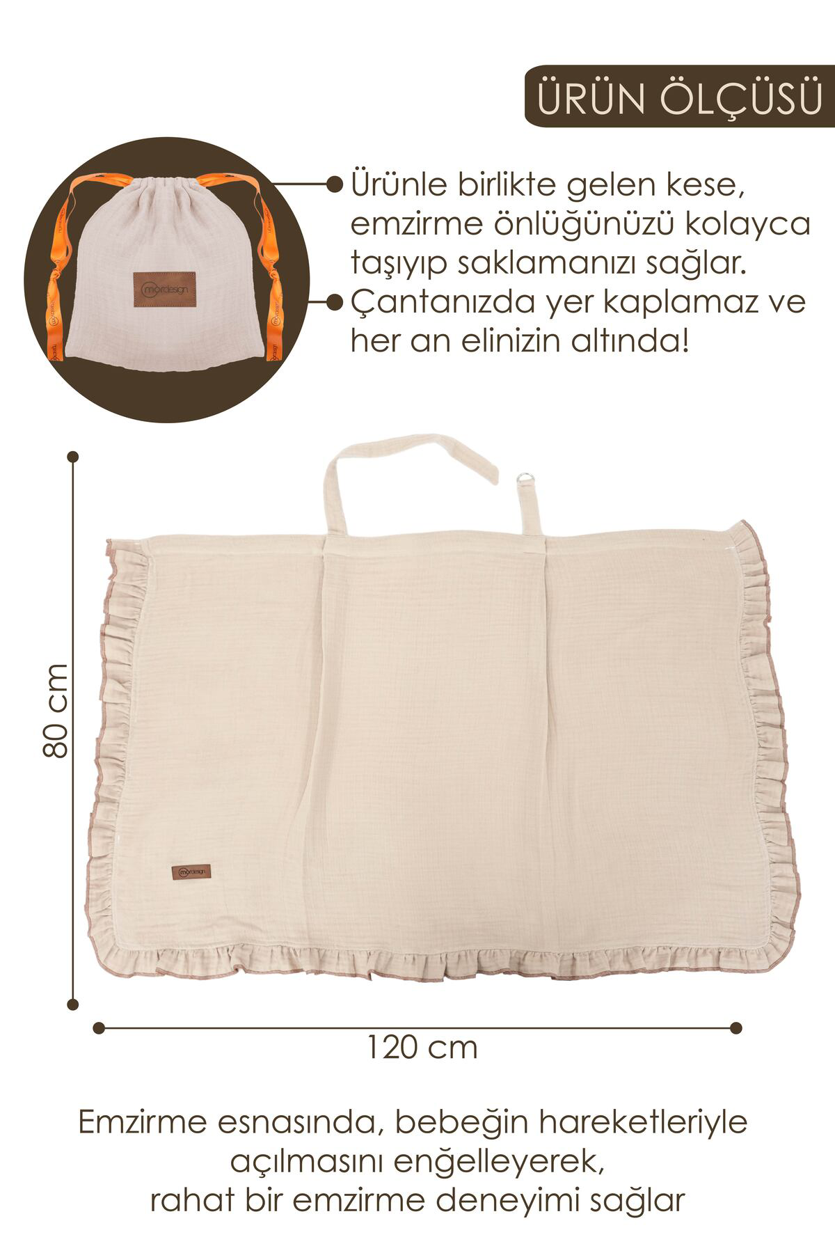 Mordesign Müslin Bebek Emzirme Örtüsü/Önlüğü; Puset, Bebek Arabası Örtüsü,
