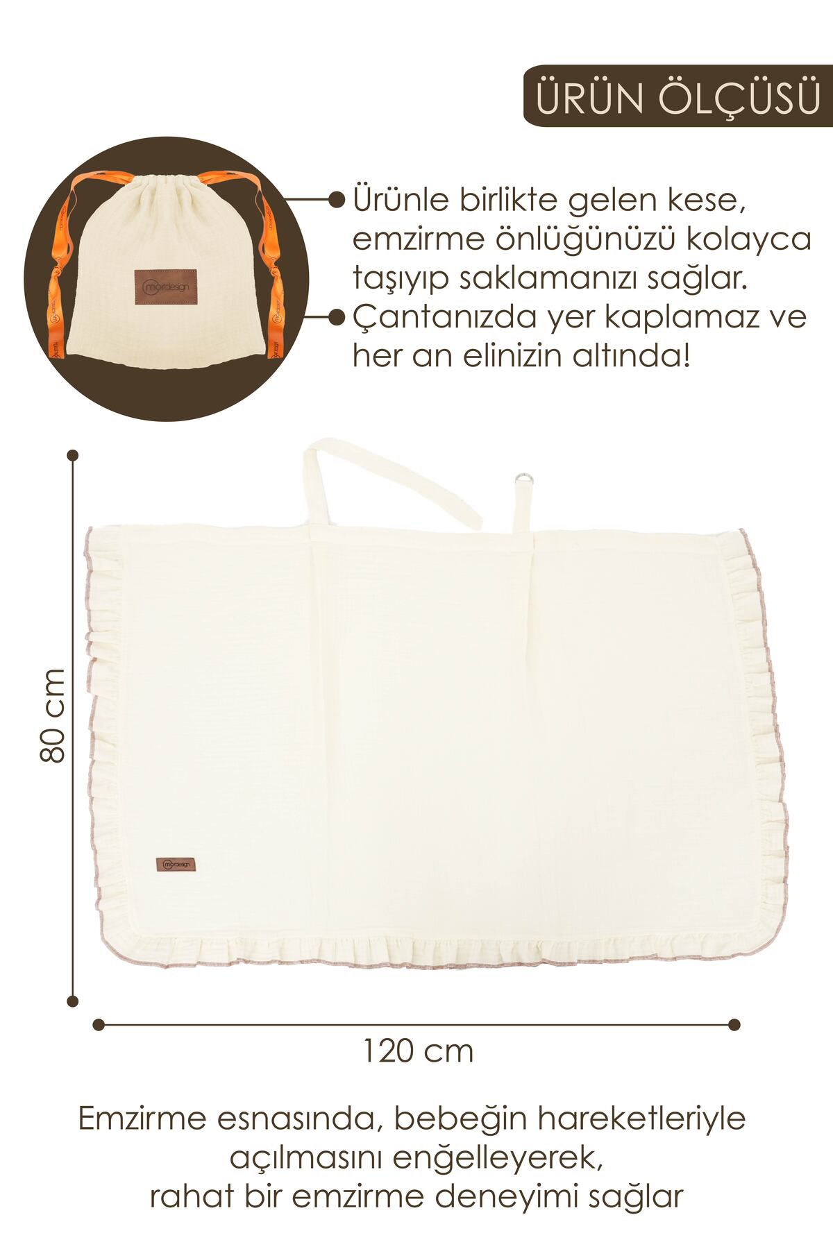 Mordesign Müslin Bebek Emzirme Örtüsü/Önlüğü; Puset, Bebek Arabası Örtüsü,