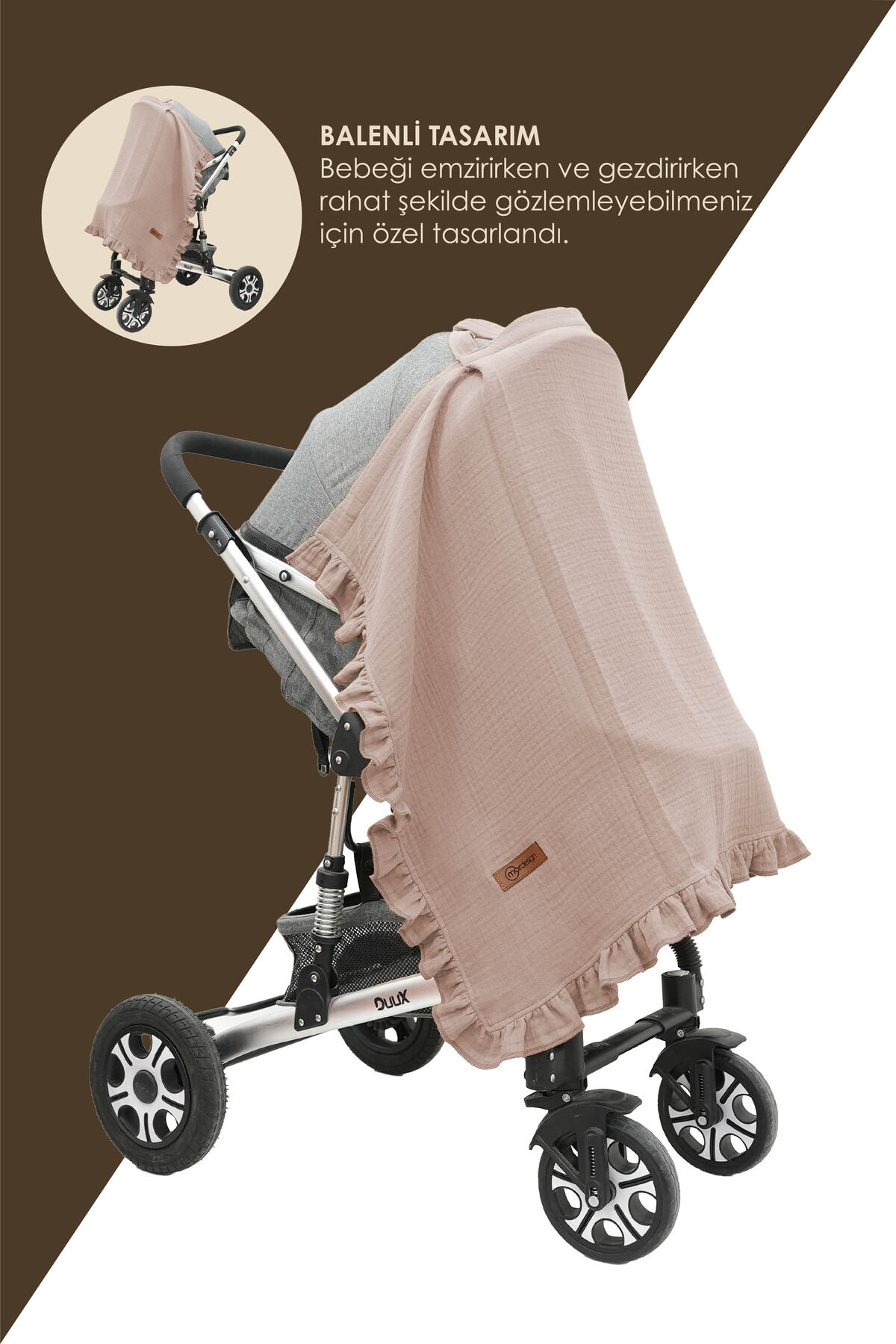 Mordesign Müslin Bebek Emzirme Örtüsü/Önlüğü; Puset, Bebek Arabası Örtüsü,