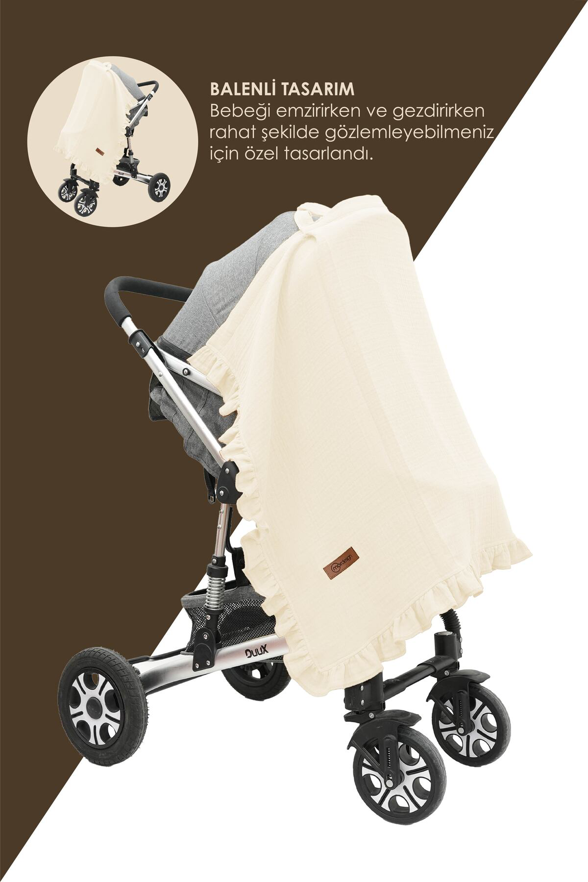 Mordesign Müslin Bebek Emzirme Örtüsü/Önlüğü; Puset, Bebek Arabası Örtüsü,