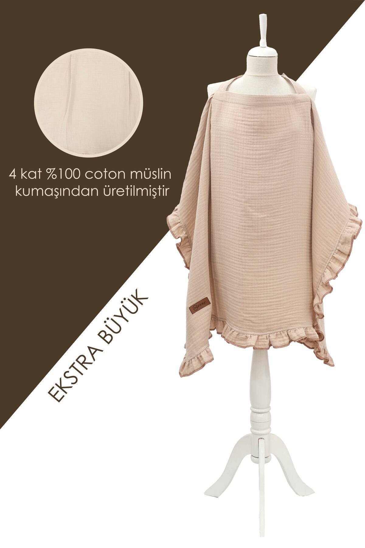 Mordesign Müslin Bebek Emzirme Örtüsü/Önlüğü; Puset, Bebek Arabası Örtüsü,
