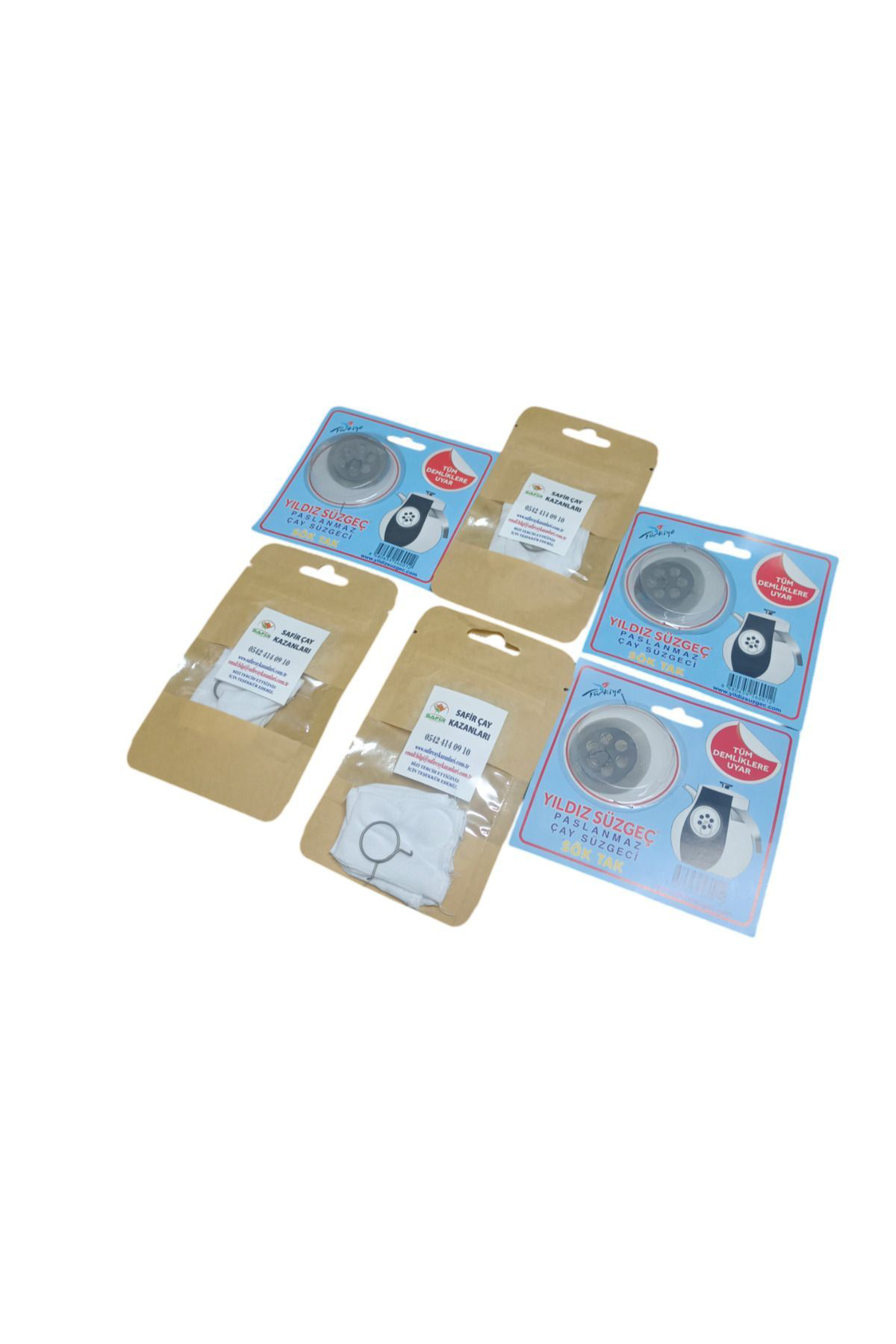 Safir Çay Kazanlari Musluk Bezi Ve Demlik Süzgeci Seti 3 Paket Beşli Musluk Bezi Ve 3