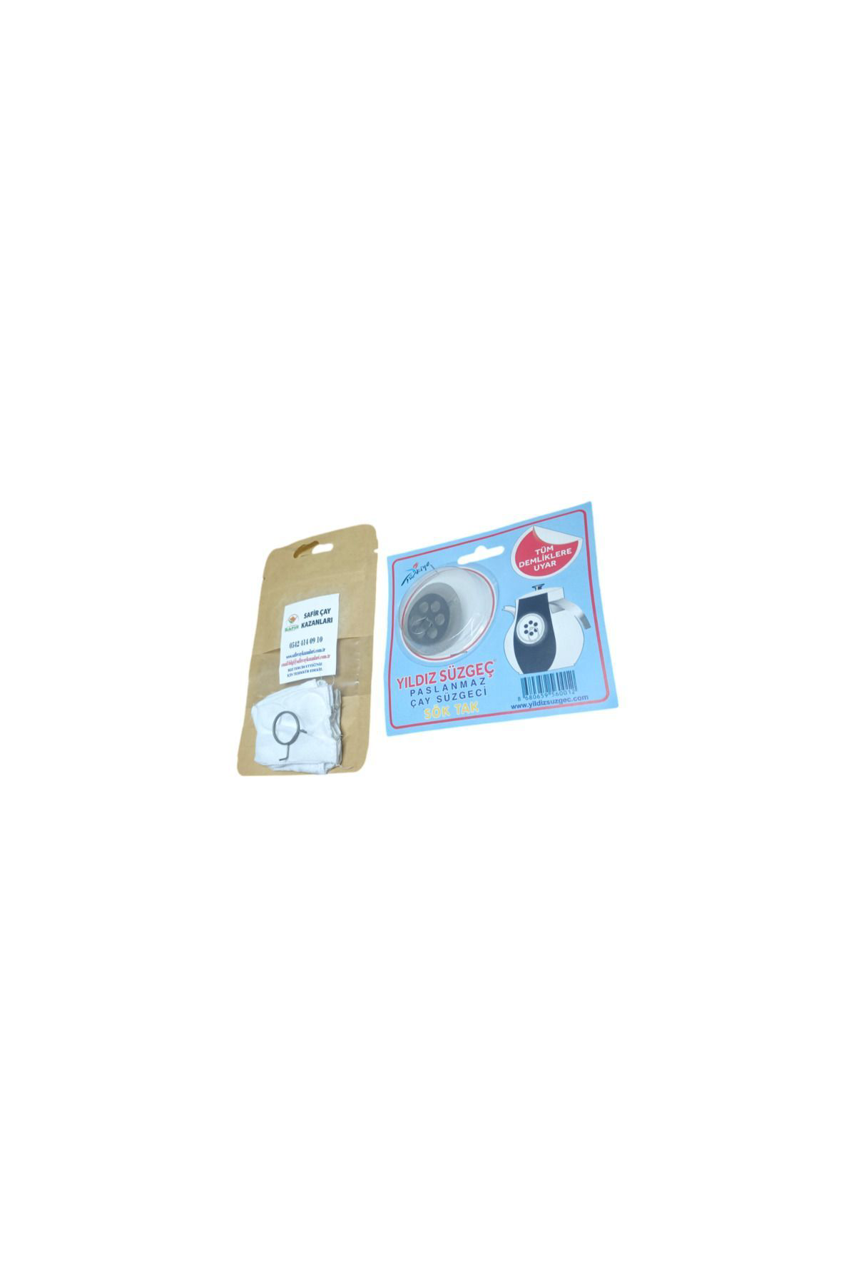 Safir Çay Kazanlari Musluk Bezi Ve Demlik Süzgeci İkili Set 1 Paket Beşli Musluk Bezi