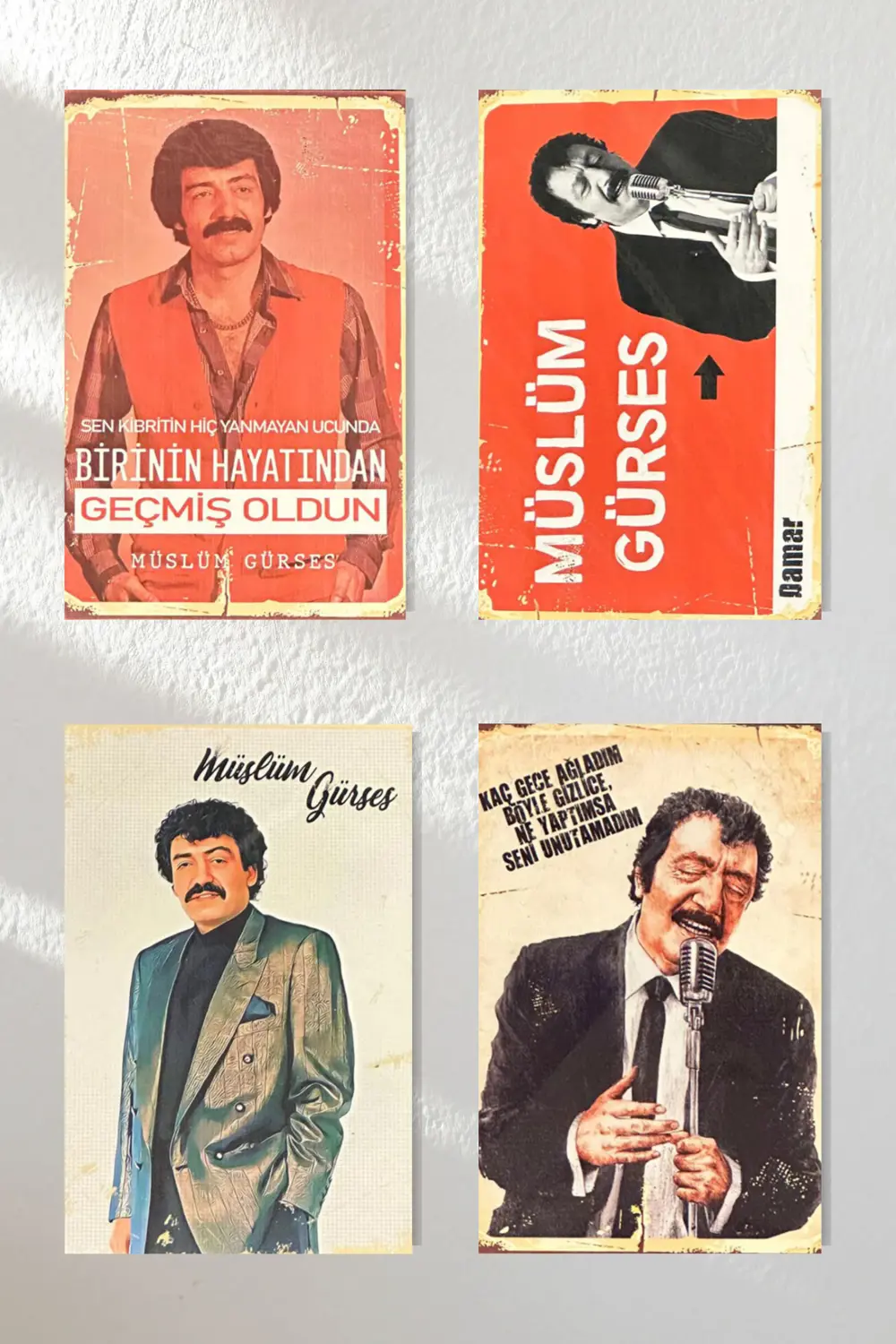 "müslüm Baba" Ahşap Poster Dörtlü Set 20*15 Cm