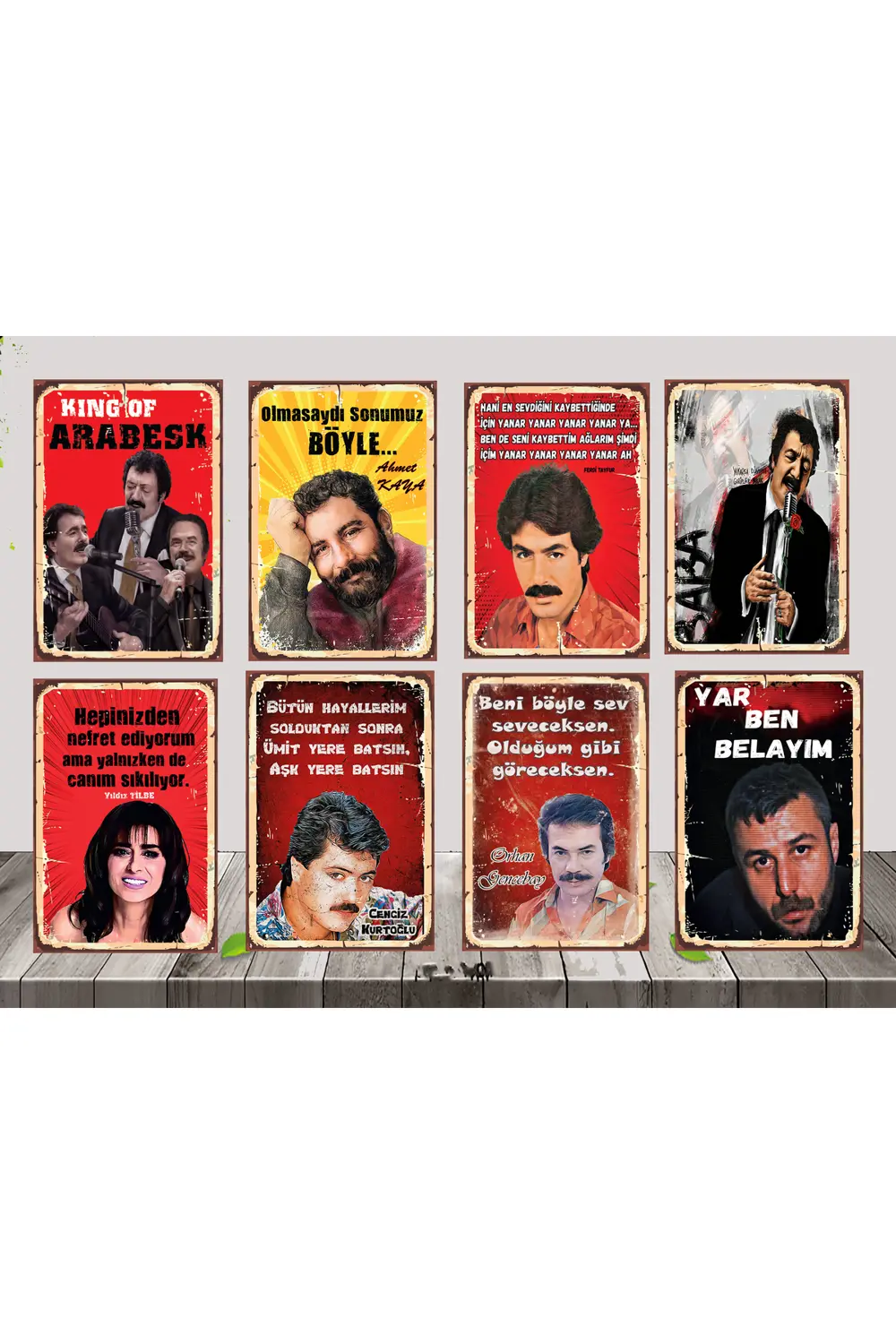 Müslüm Gürses Ahmet Kaya Azer Bülbül Nostalji 8 Adet 20x30 CM Ahş